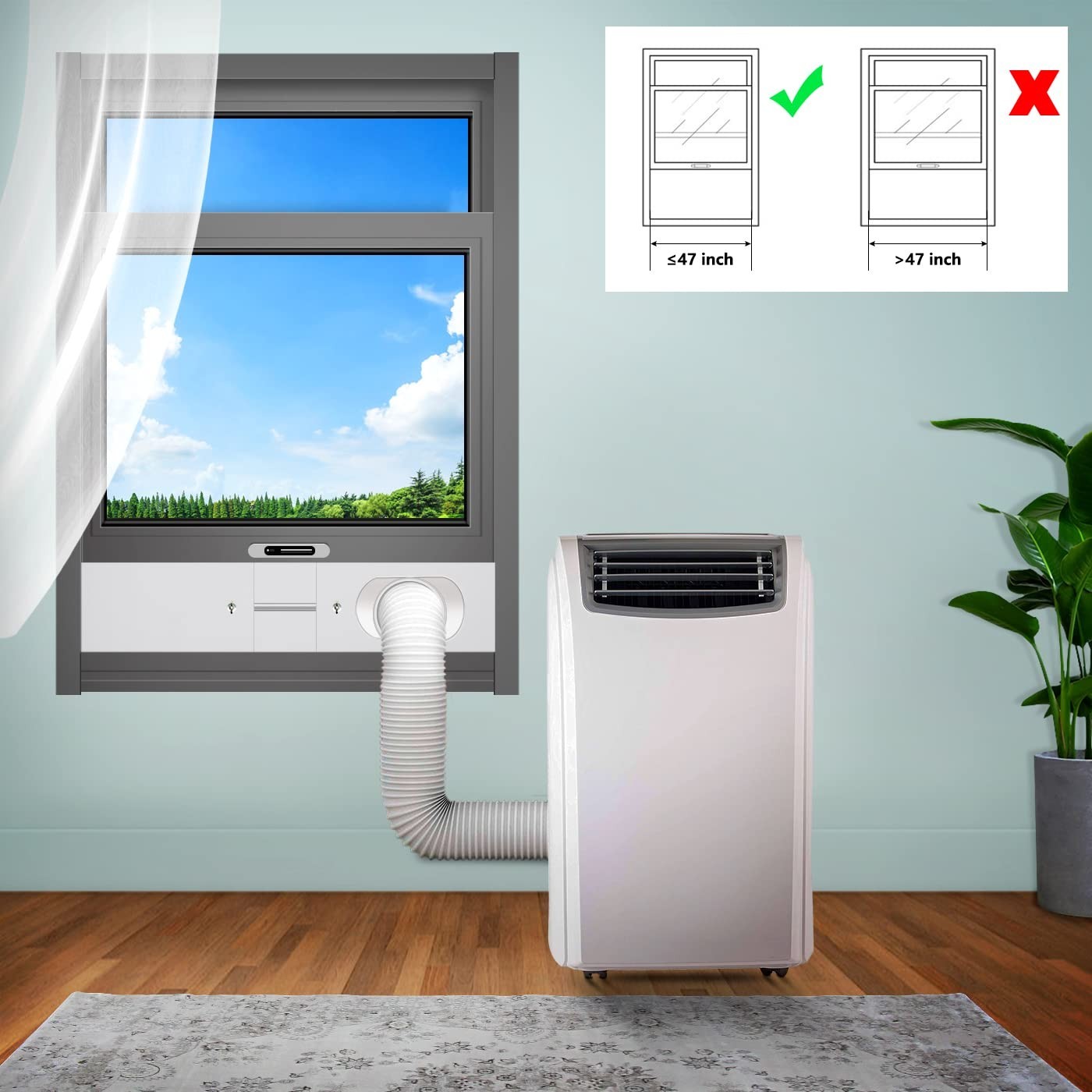Adjustable Portable AC Window Vent Kit for Double-Hung & Sliding Windows 26″-47