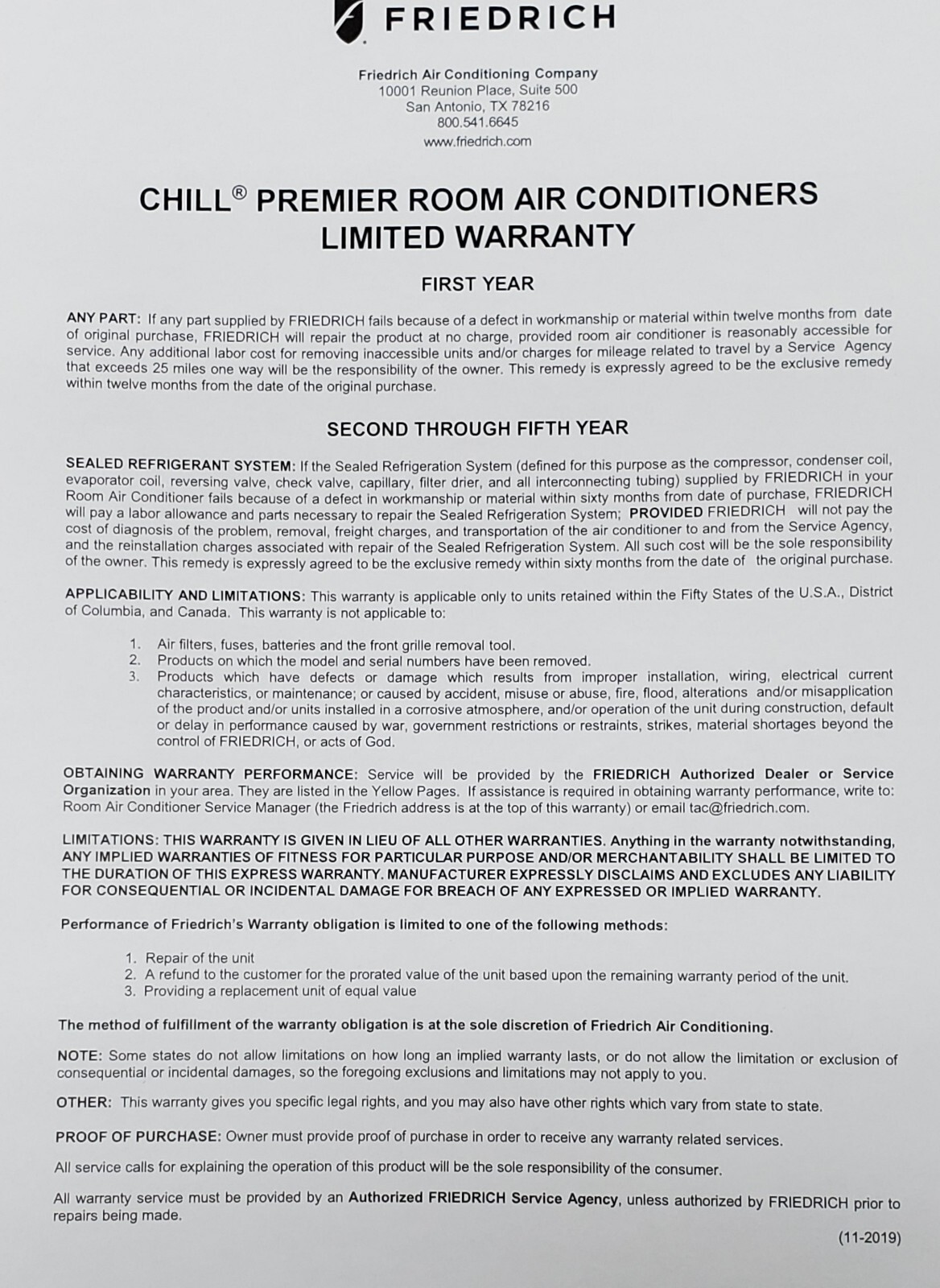 Friedrich 8,000 BTU Room Air Conditioner 115Volt wifi/remote – CCW08B10B