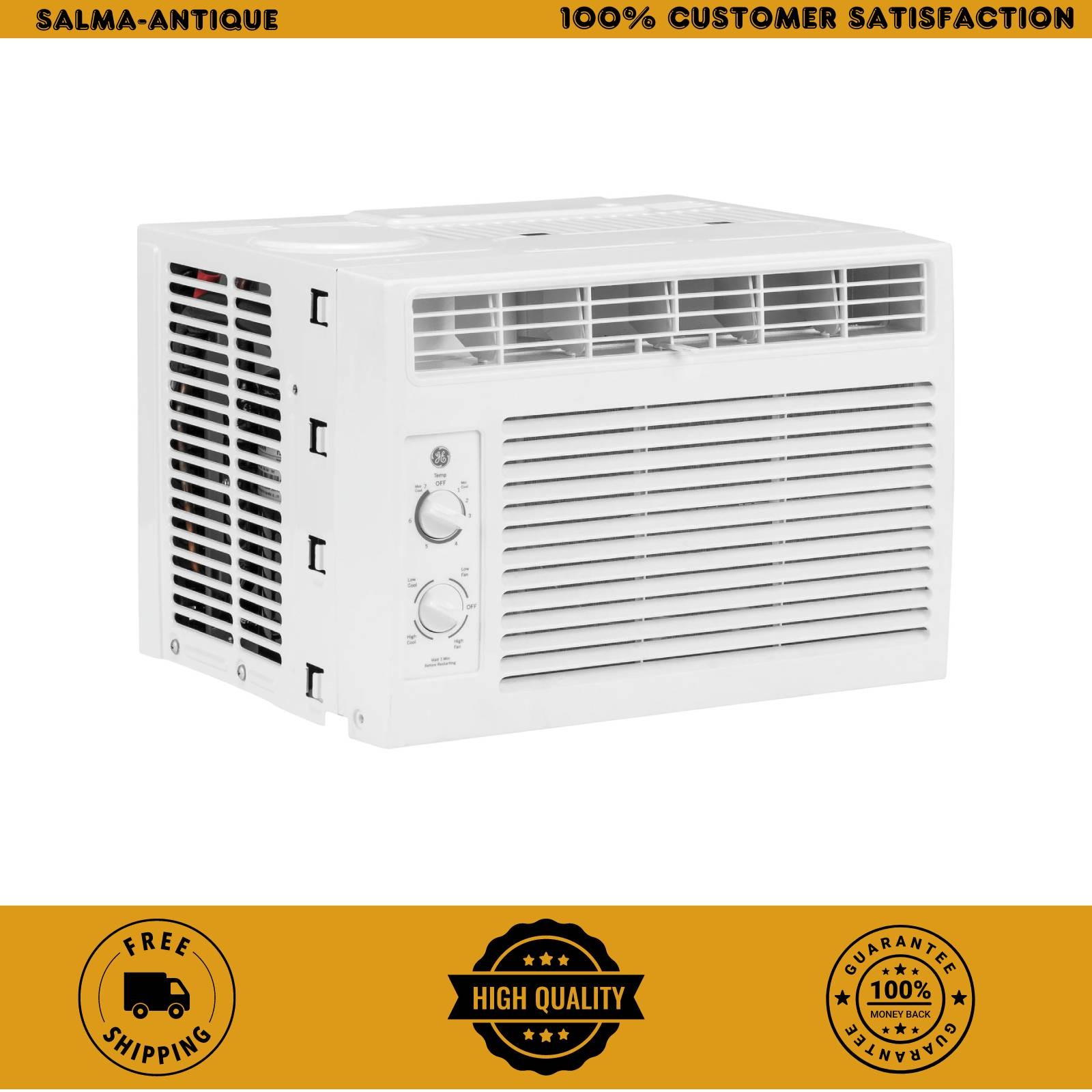 GE 5000 BTU Window Air Conditioner 115V Small Room 150 sq ft White