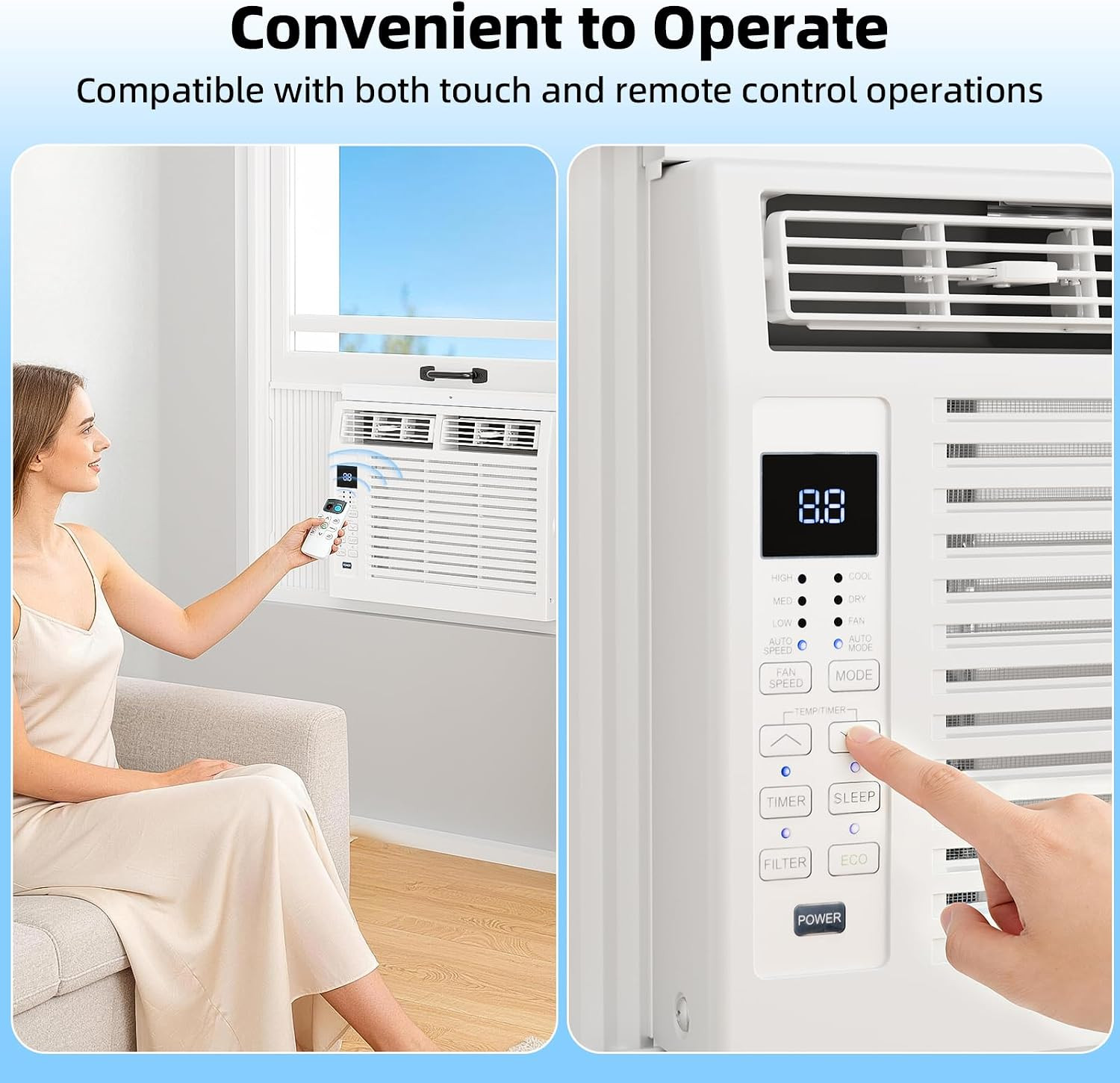Antarctic Star 6,000 BTU Window Air Conditioner, Window AC Unit, Cools Rooms up