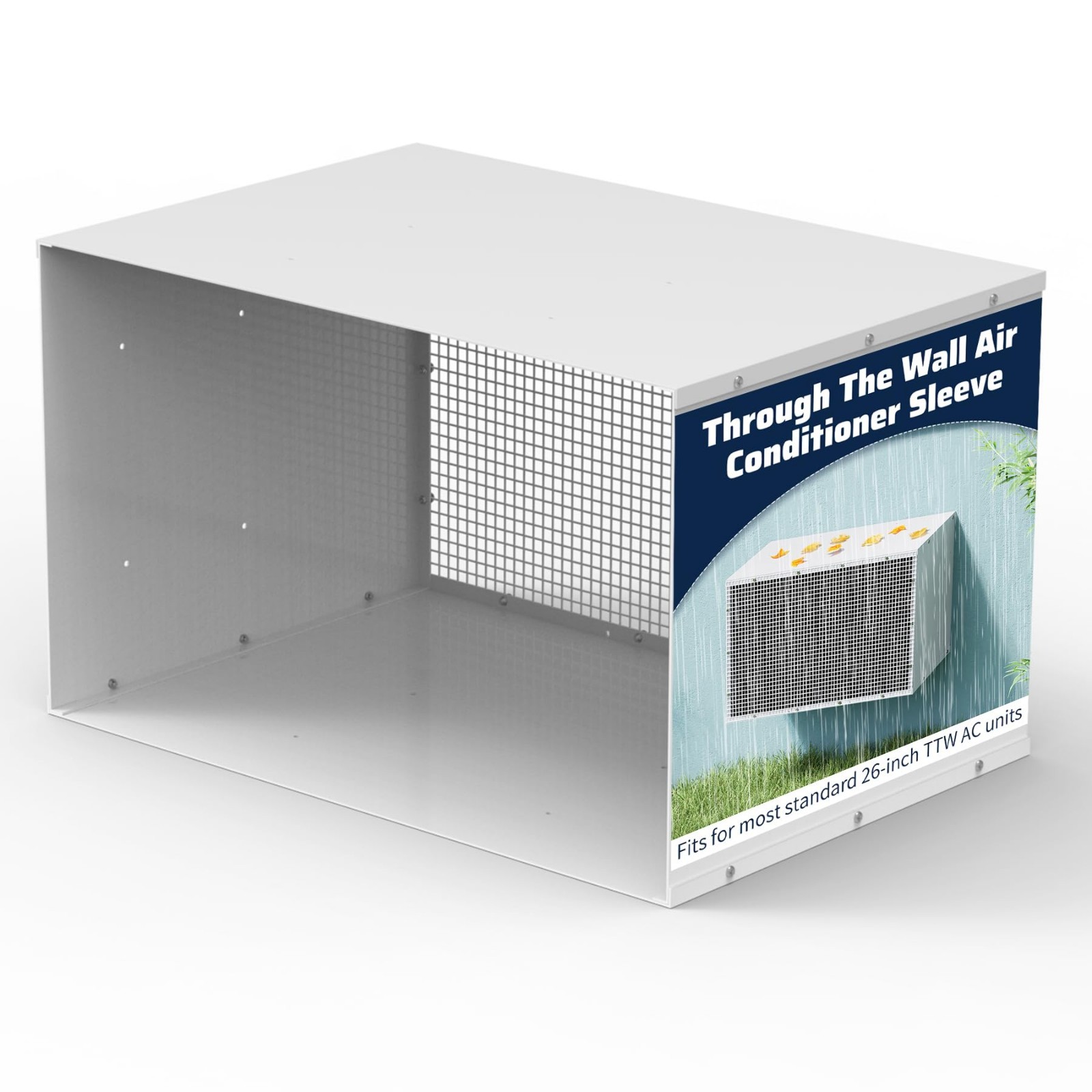 Pearwow 26″ Through-The-Wall AC Sleeve with Exterior Grille for Standard Units