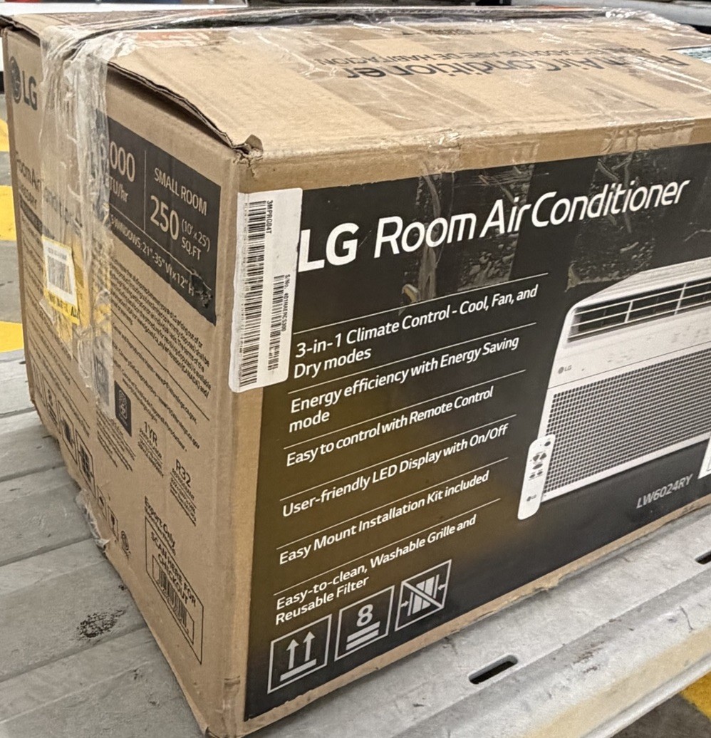 LG LW6024RY 6000 BTU Window AC White Remote Timer 115V 200-250 sq ft