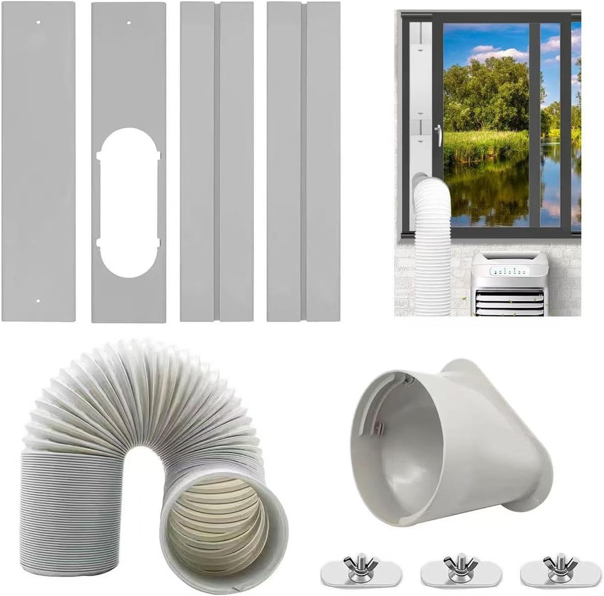Portable Air Conditioner Window Vent Kit 5.1 Inch Diameter 59 Inch Length