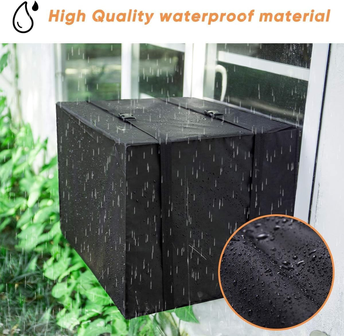 2 Pack Outdoor Window AC Unit Covers Black Waterproof Dust-Proof Insulation Prot