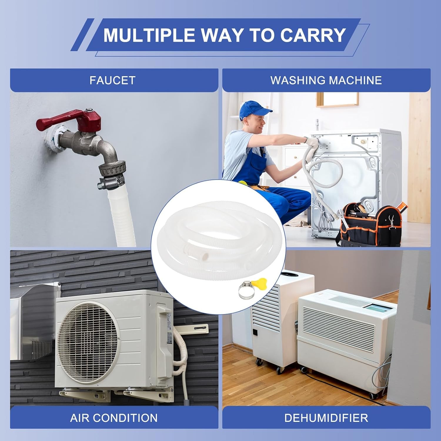 13.12ft Air Conditioner Drain Kit Universal AC Drain Hose Connector Hose