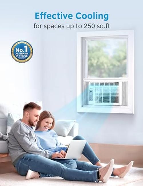 Midea 6,000 BTU Window Air Conditioner, 3-in-1 6,000 BTU, Electronic Control