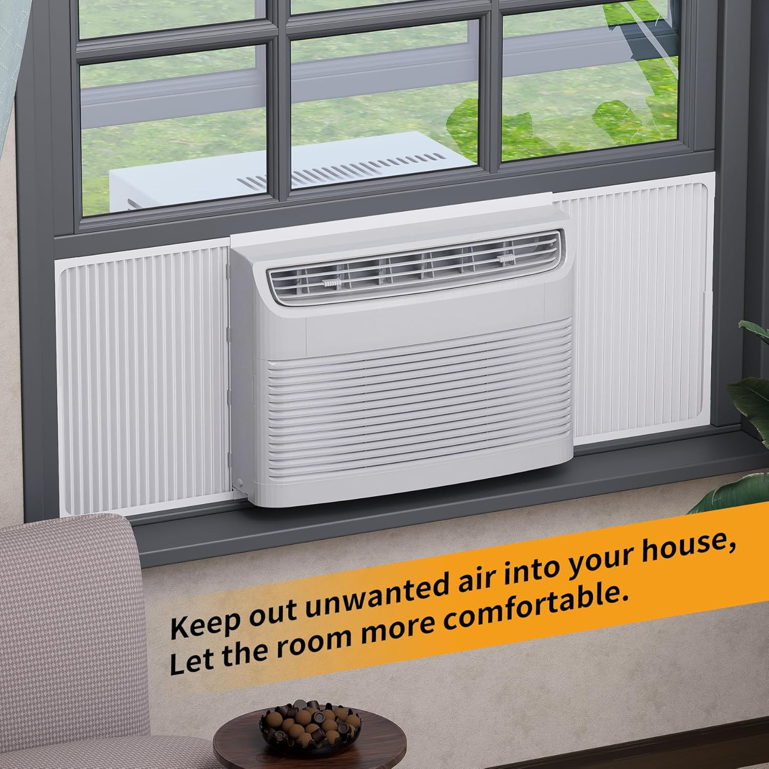 Adjustable Window Air Conditioner Side Panels and Frame Set,Extra Wide Window AC
