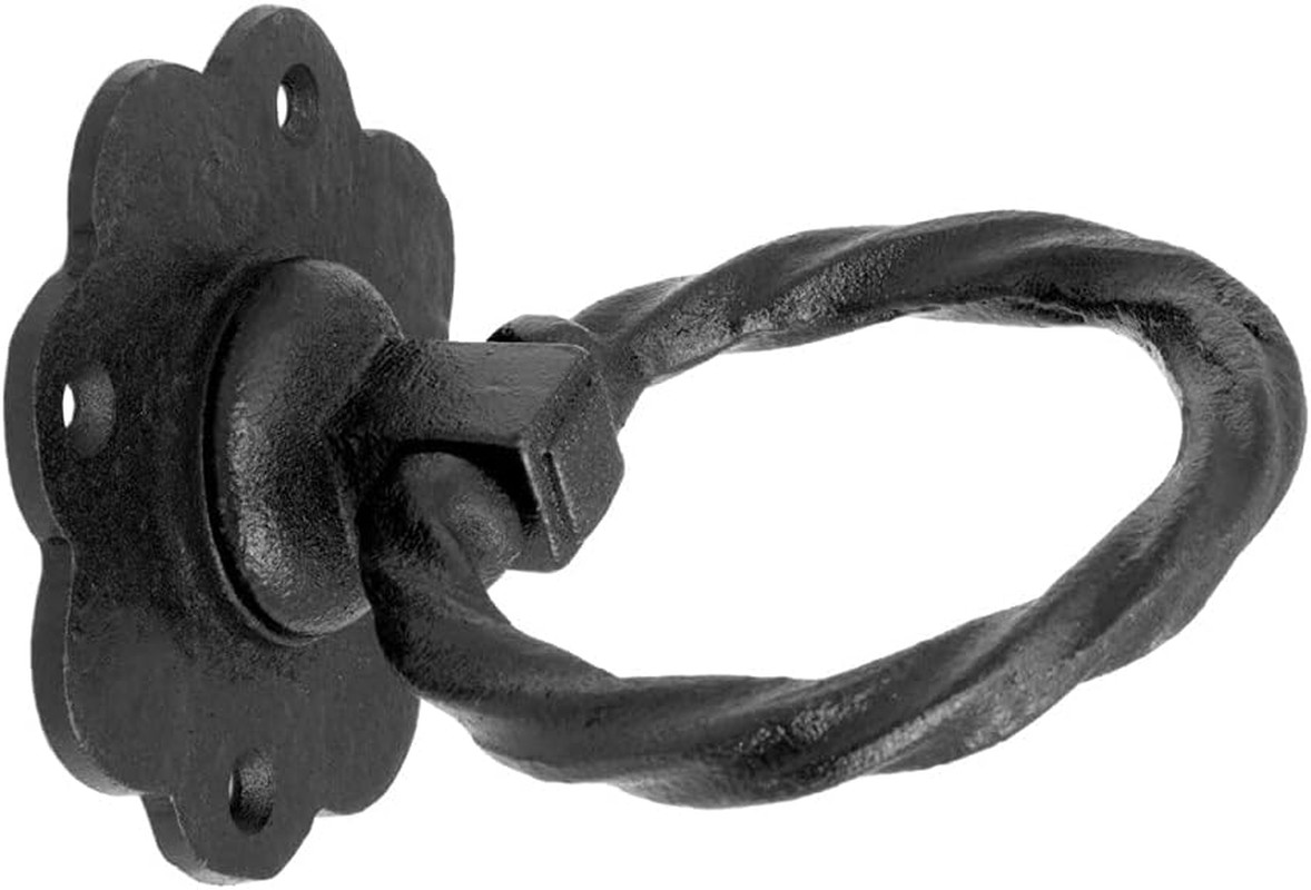 Cabinet Pulls 3 5/8 In. Black Wrought Iron Ring Drawer Pulls with Mounting Hardw