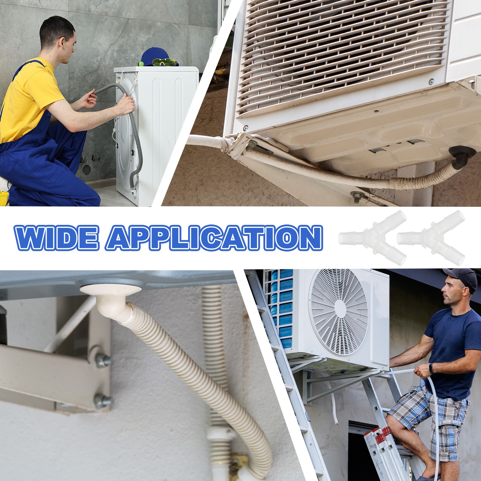 3-Way Drain Hose Connector Y Adapter with 3 Hose Clamps for 12.5-15.5mm Hose
