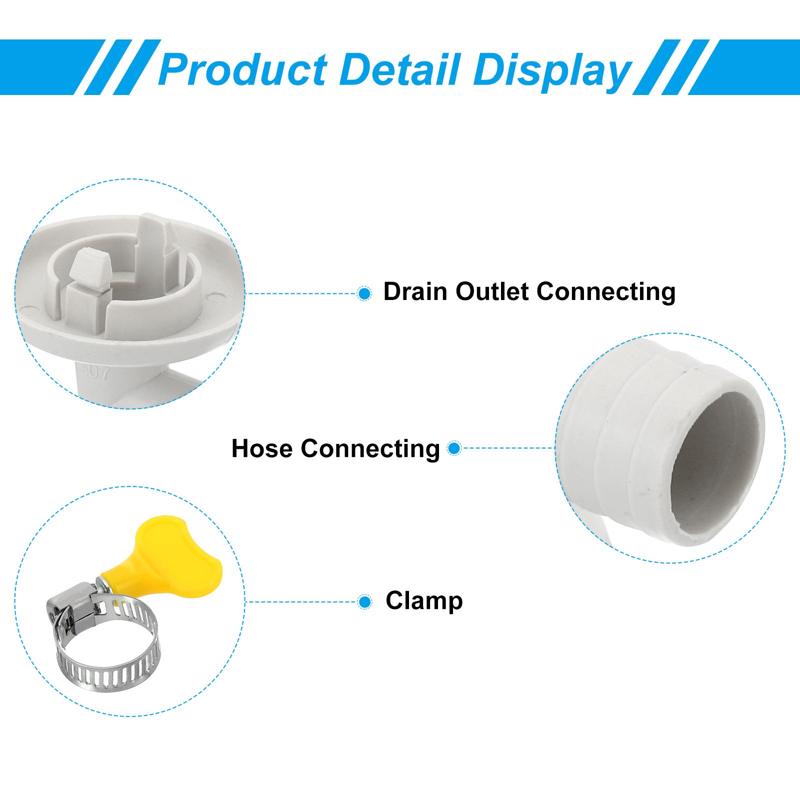 1pcs 27mm Air Conditioner Drain Hose Connector with Clamp, White Style 9