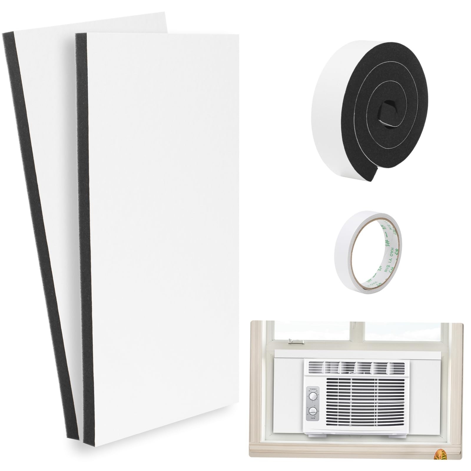 Air Conditioner Foam Insulation Window Kit – 2 Pack AC Side Panel Seal 17x9x7/8