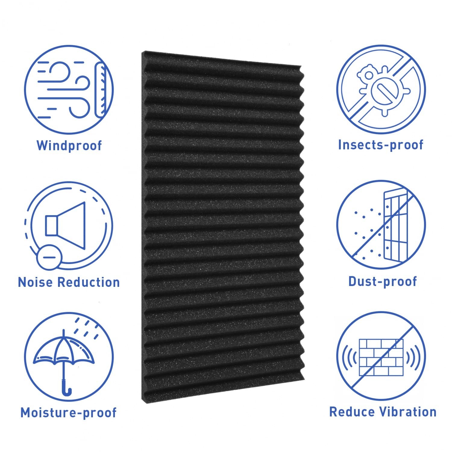 Black Window Air Conditioner Foam Side Panels 2 Pack Insulated Replacement