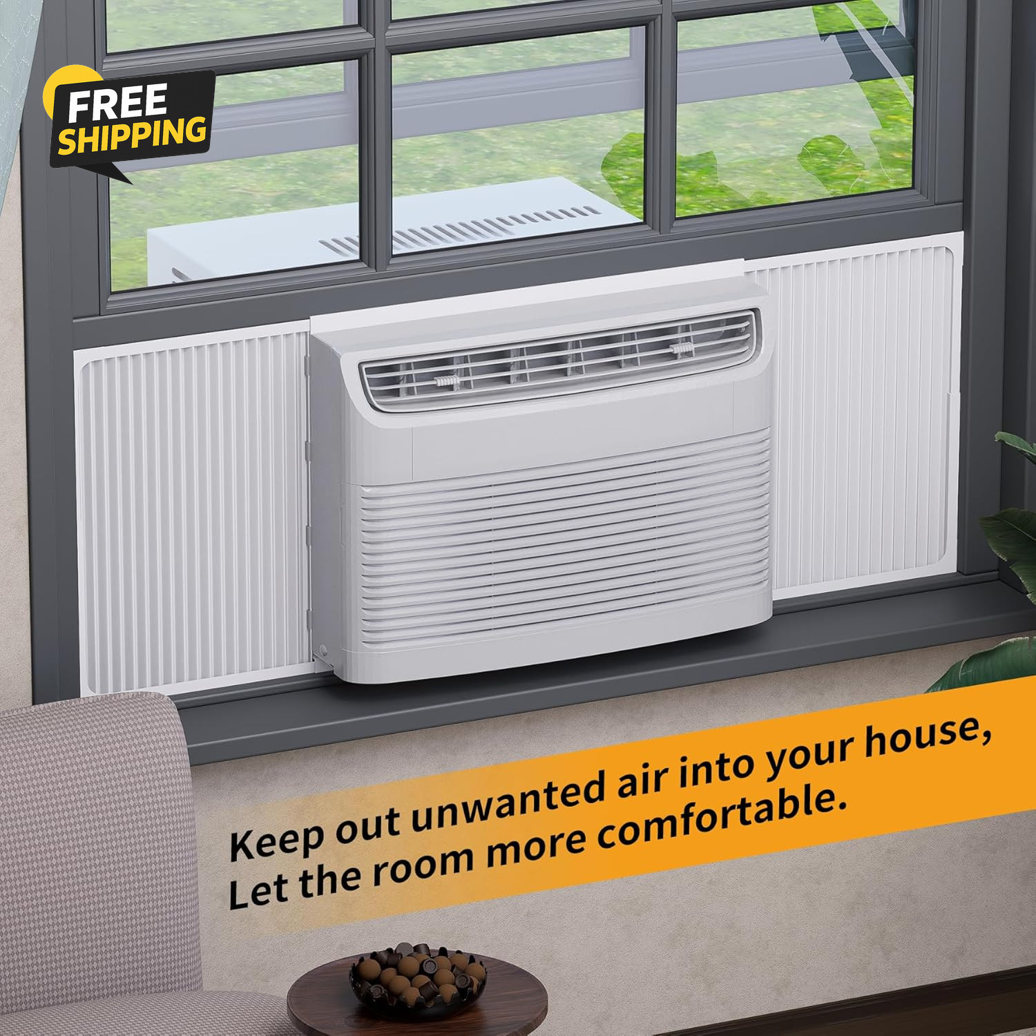 Adjustable Window Air Conditioner and Frame Set Wide Window AC Side Panel