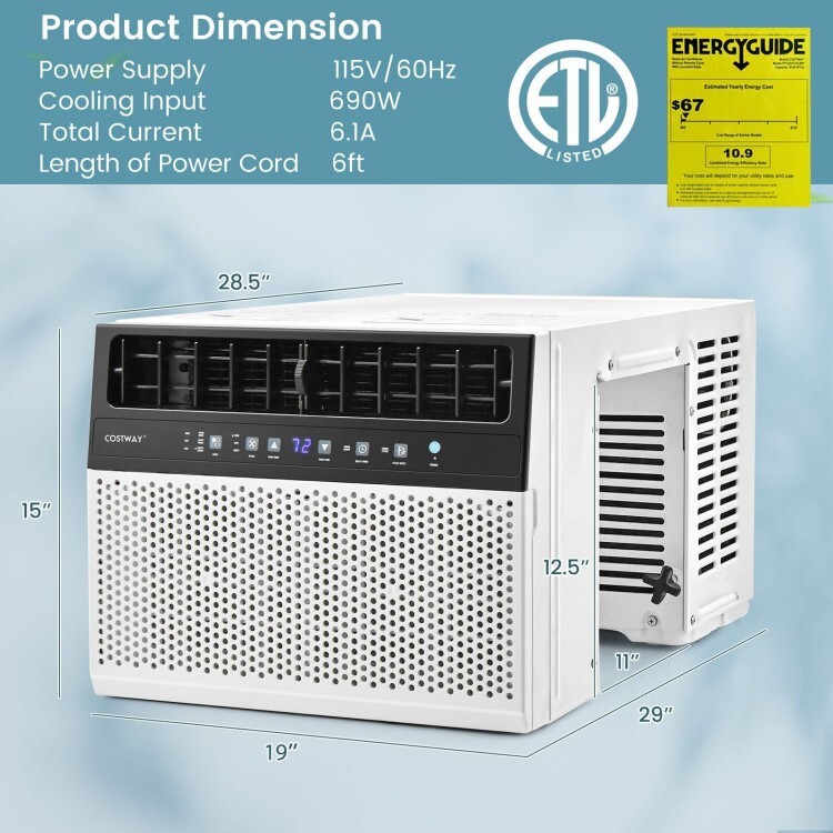 12000 BTU(Ashrae) Heavy Duty Window Air Conditioner Cooling With Handy Remote
