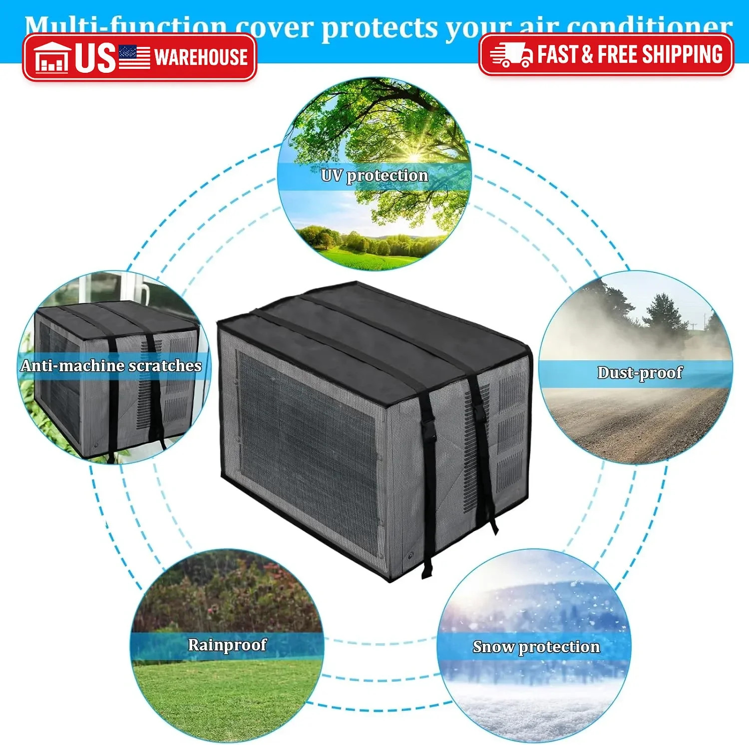 Luxiv Newest Design Mesh Window Air Conditioner Cover Outdoor, Support Window AC