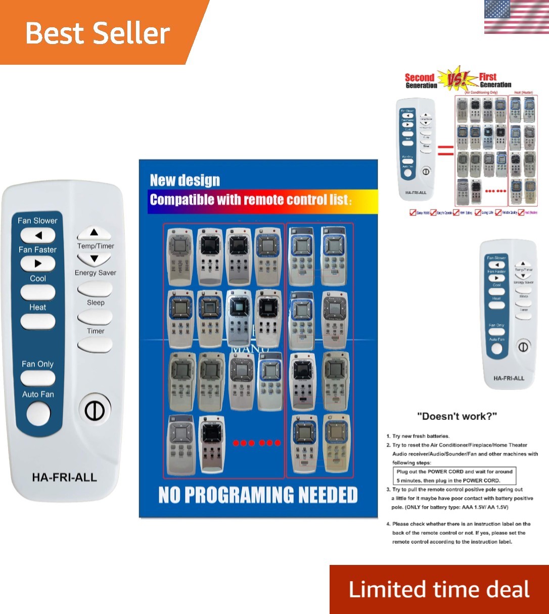 User-Friendly Infrared Remote for Frigidaire AC Models – No Programming Needed