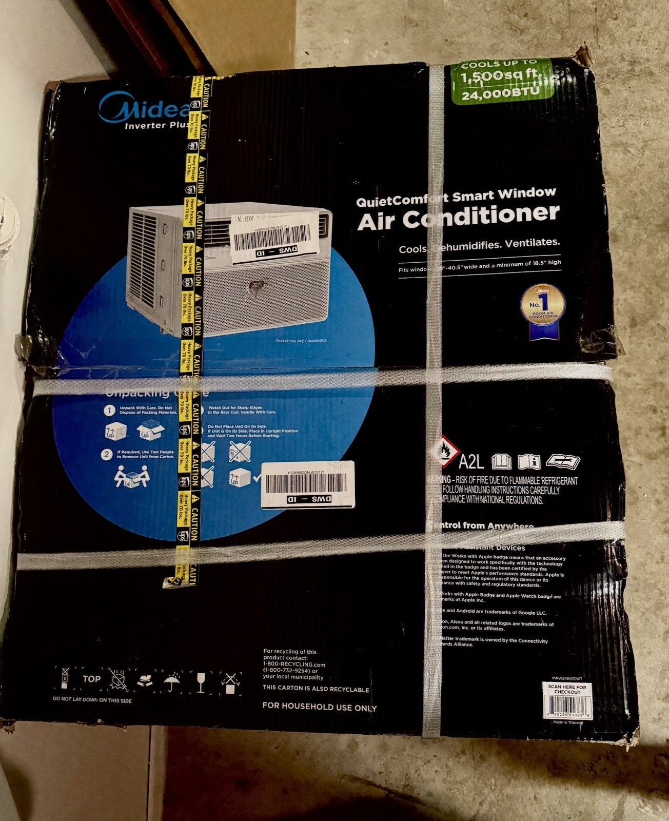 Midea QuietComfort Smart Window AC 24000 BTU White, App/Remote, 1500 sq ft