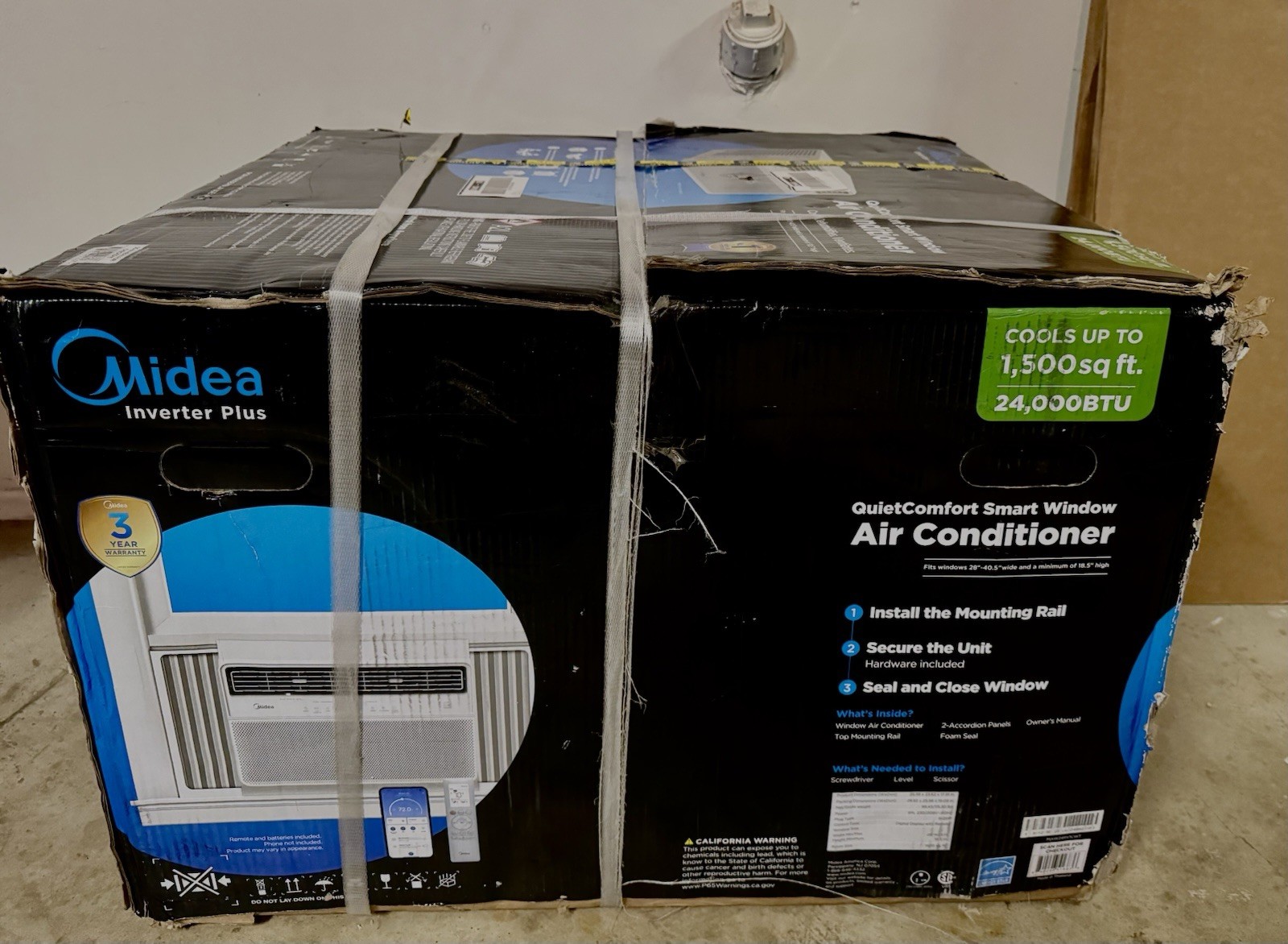 Midea QuietComfort Smart Window AC 24000 BTU White, App/Remote, 1500 sq ft