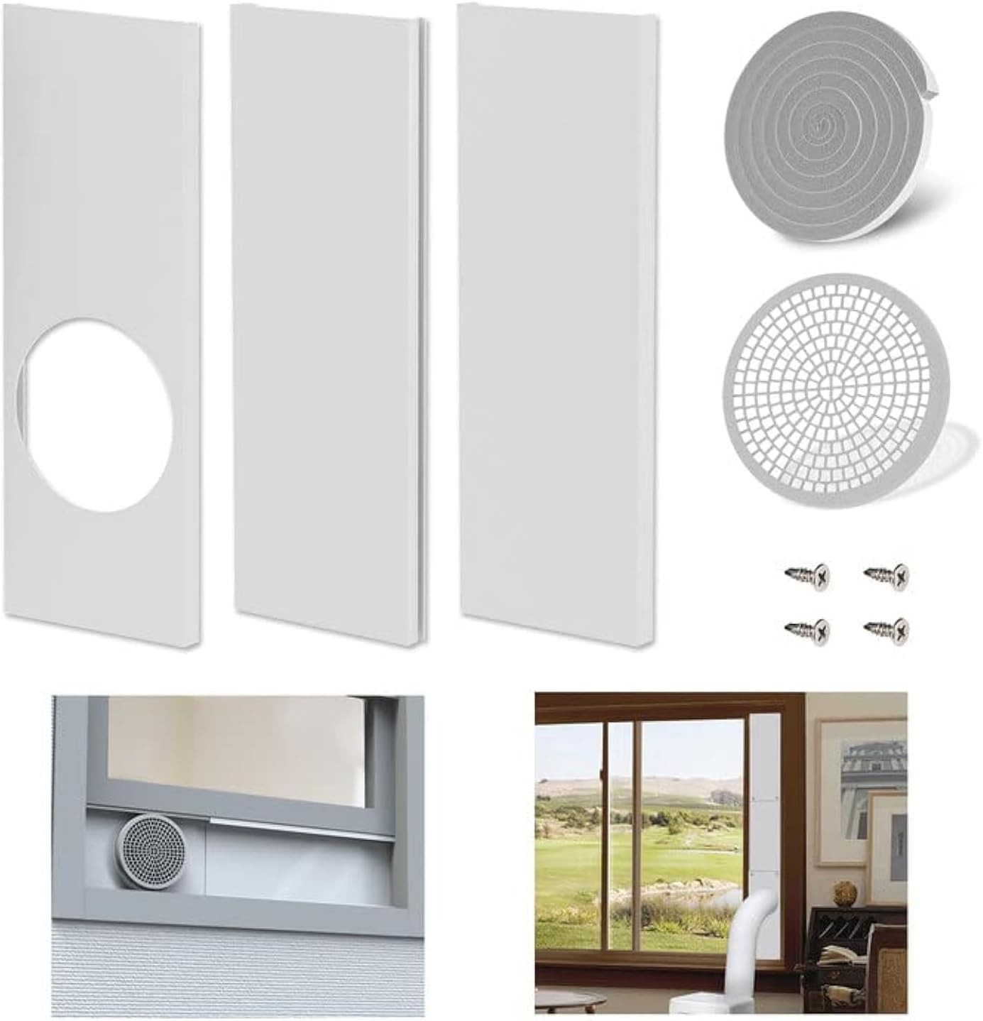 Adjustable AC Window Seal Kit for Sliding Windows – Fits 5.9” Exhaust Hose