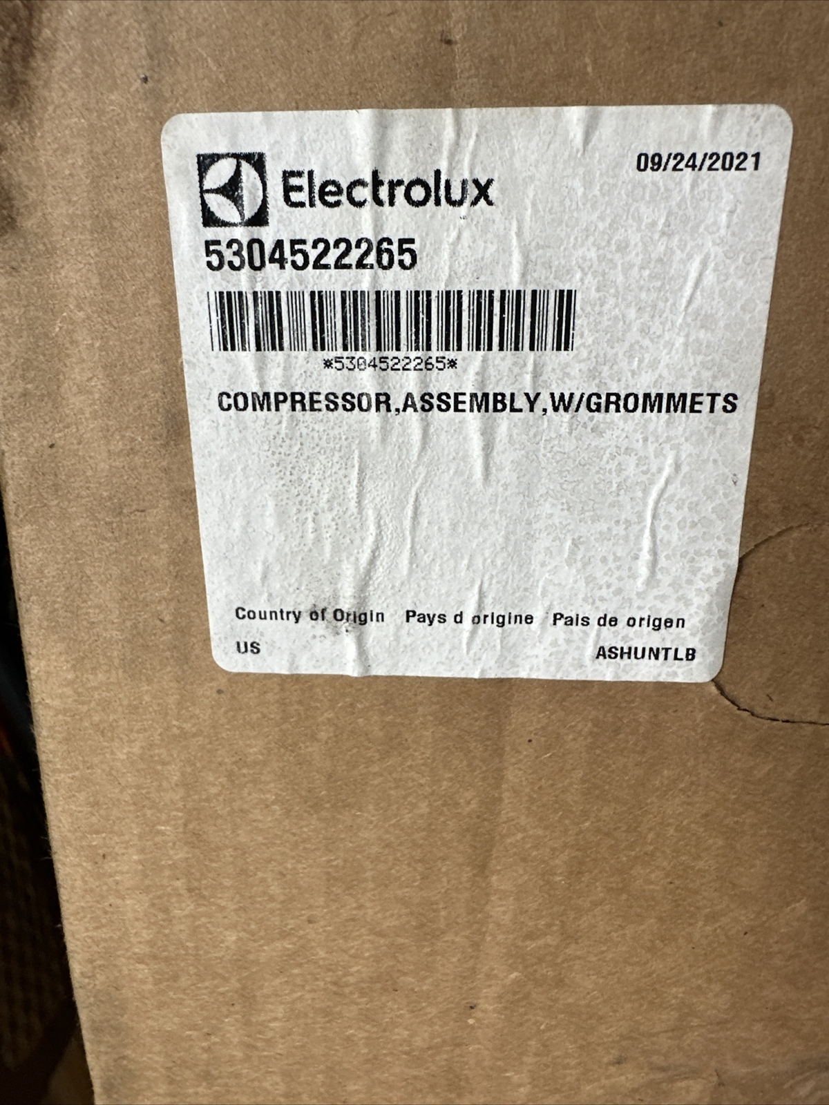 New Electrolux Compressor 5304522265 Assembly
