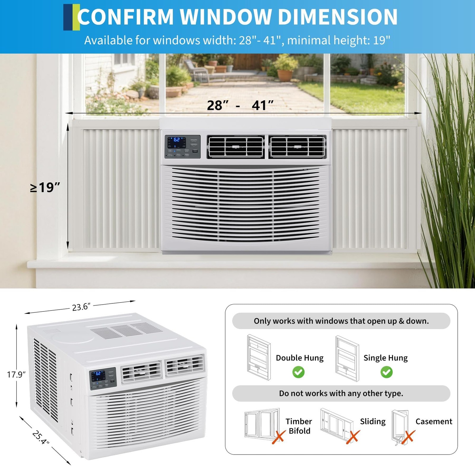 18000 BTU Window Air Conditioner & Heater Smart WIFI Indoor AC Unit 1000 Sq. Ft