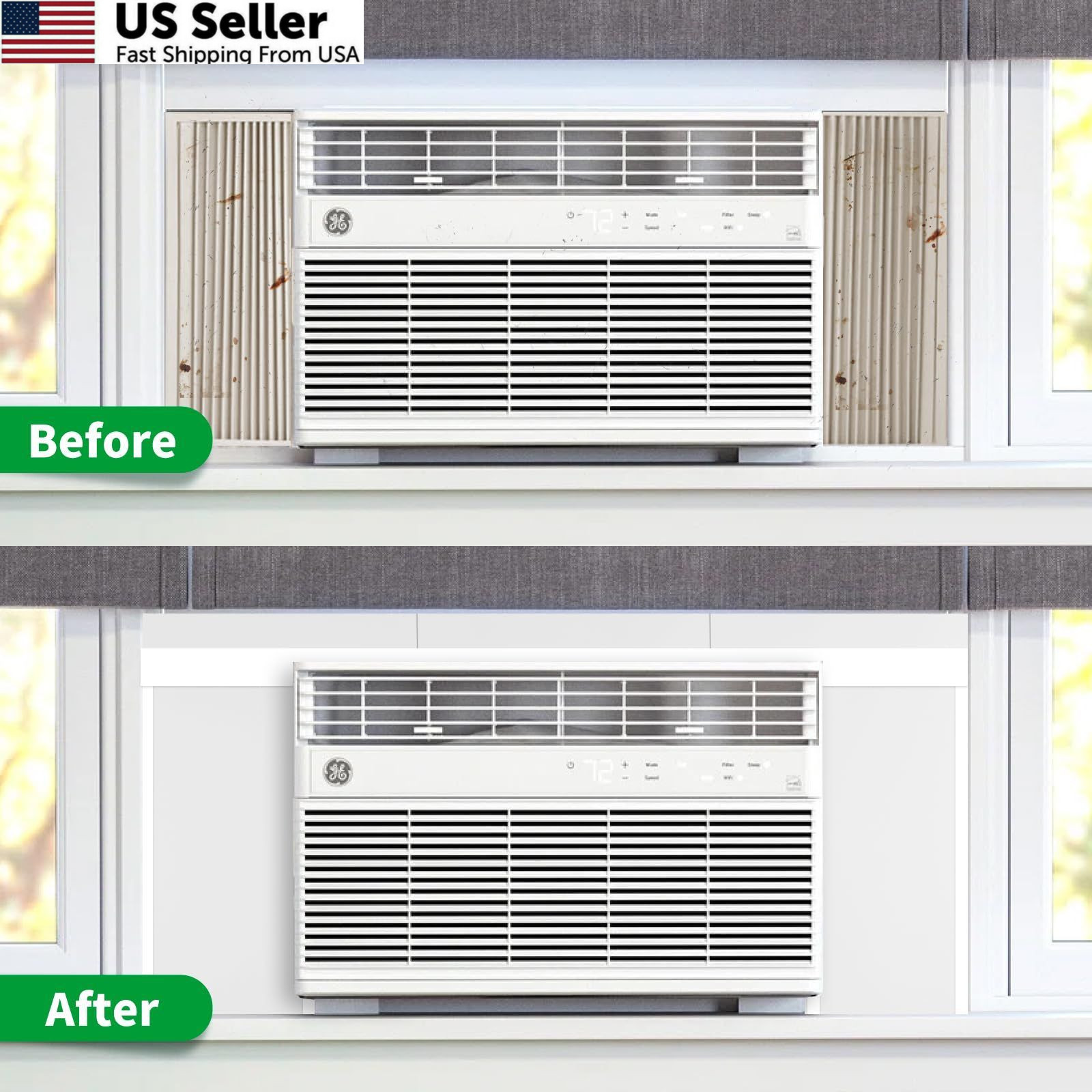 Window Air Conditioner,Side Insulated Foam 1 Count (Pack of 1), BLACK WHITE