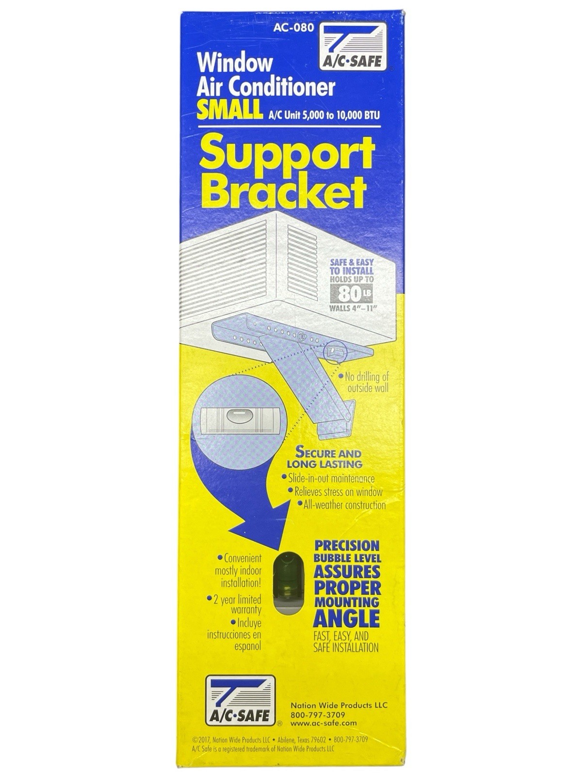 Universal A/C-Safe AC‑080 Window AC Support Bracket 5k–10k BTU Heavy Duty