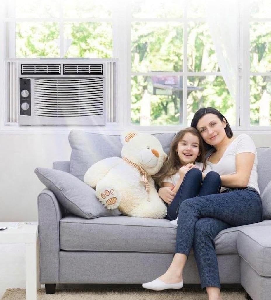 5000 BTU Window AC Ultra Quiet Fast Cooling 150 Sq.Ft Bedroom Dorm Office