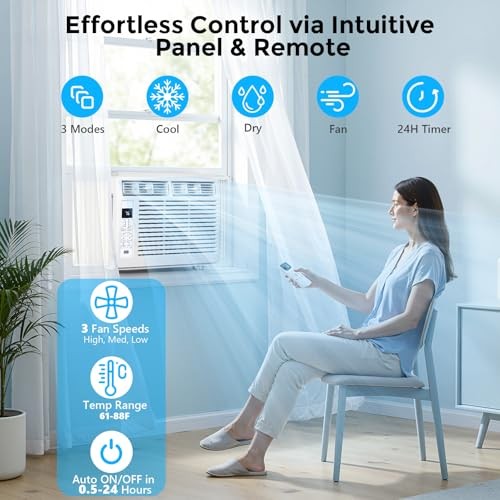 6000BTU Window AC Unit Cools 250sqft