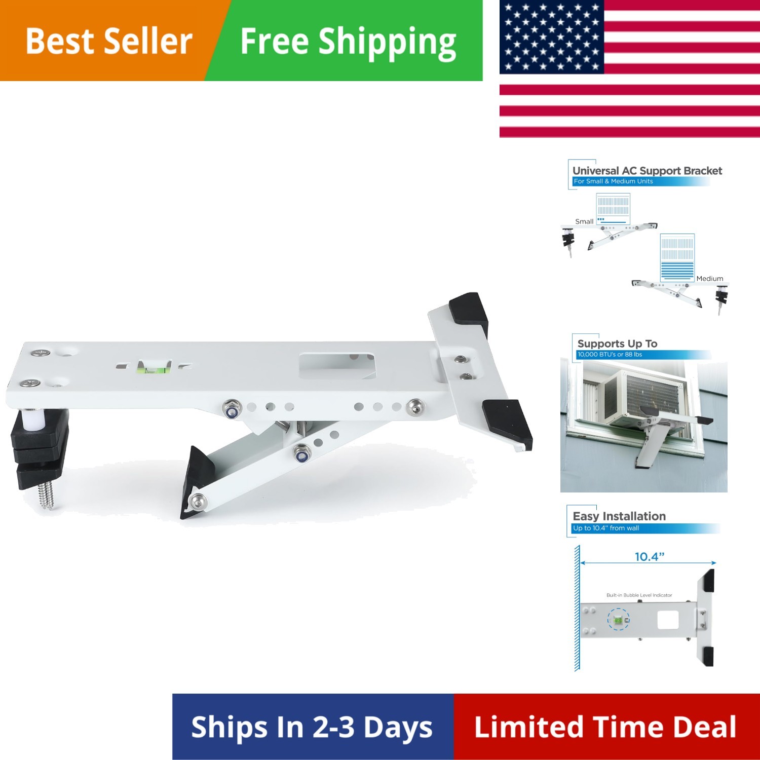 Air Conditioner Support Bracket for Outdoor Window AC, Supports Units Up to 1…