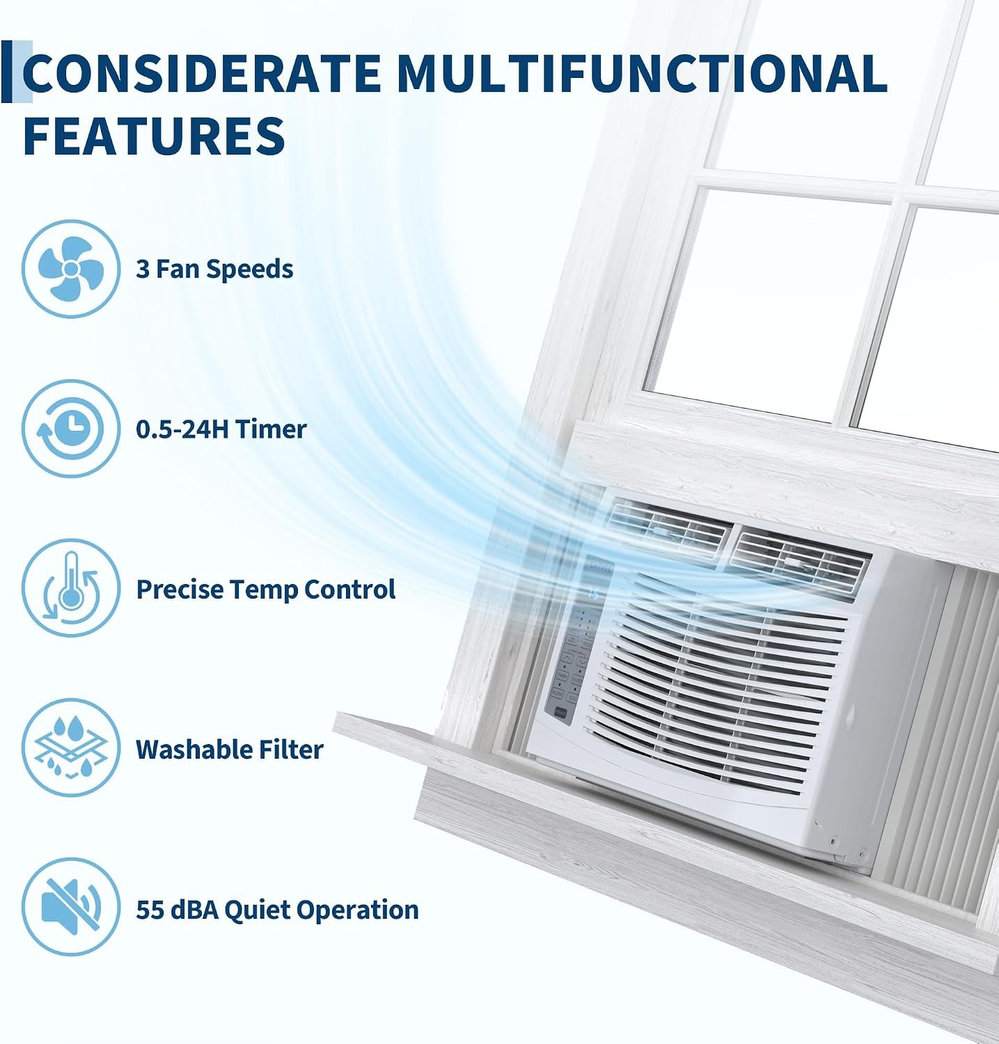 Portable Window Mounted AC 6000BTU 115V Air Conditioner Remote Control 250 Sq.Ft