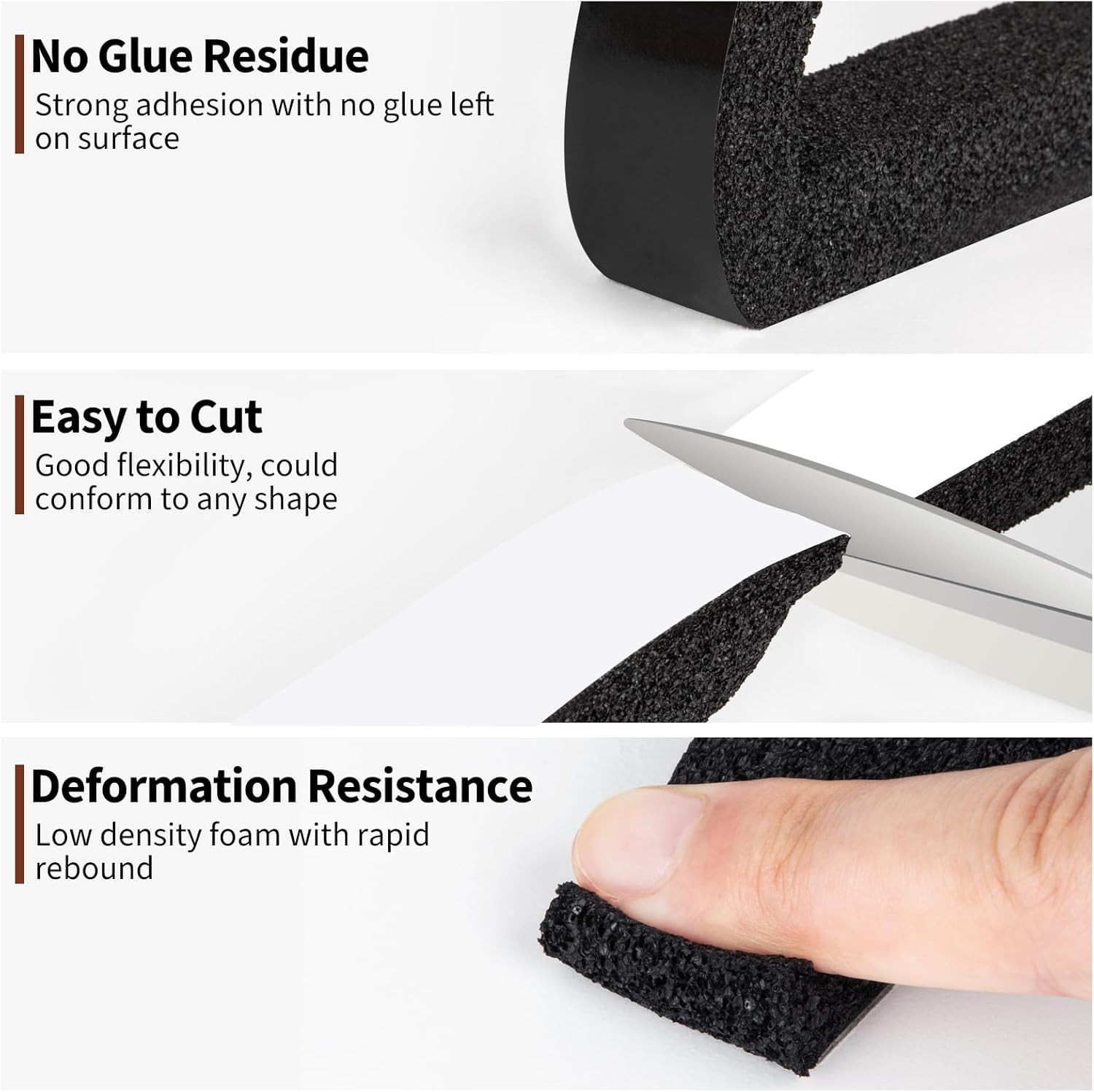 High Resilience Weather Stripping Foam Tape – 13Ft for AC Noise & Air Leak Proof