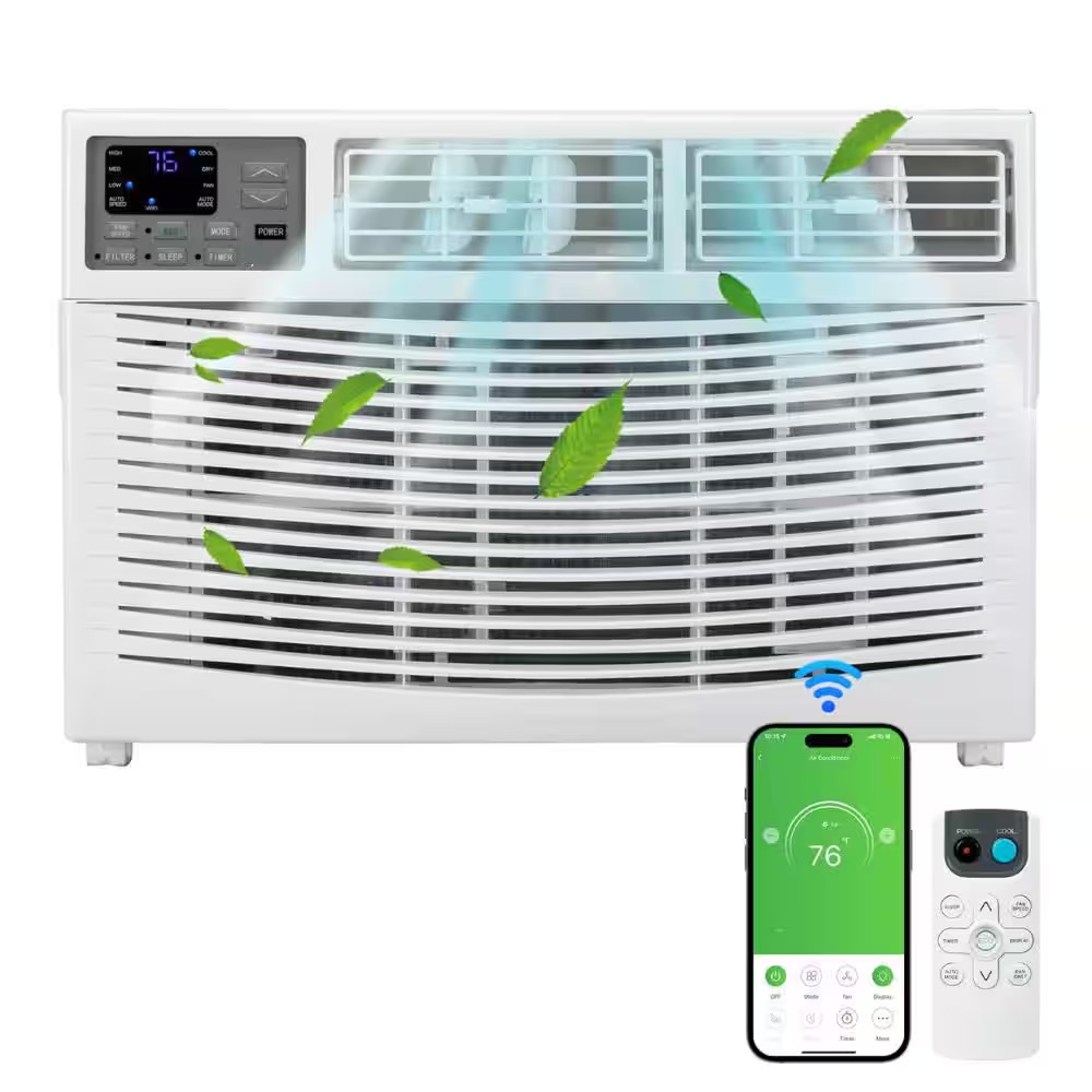 8,000 BTU (DOE) Window Air Conditioner Cools 350 Sq. Ft. with Remote Control in