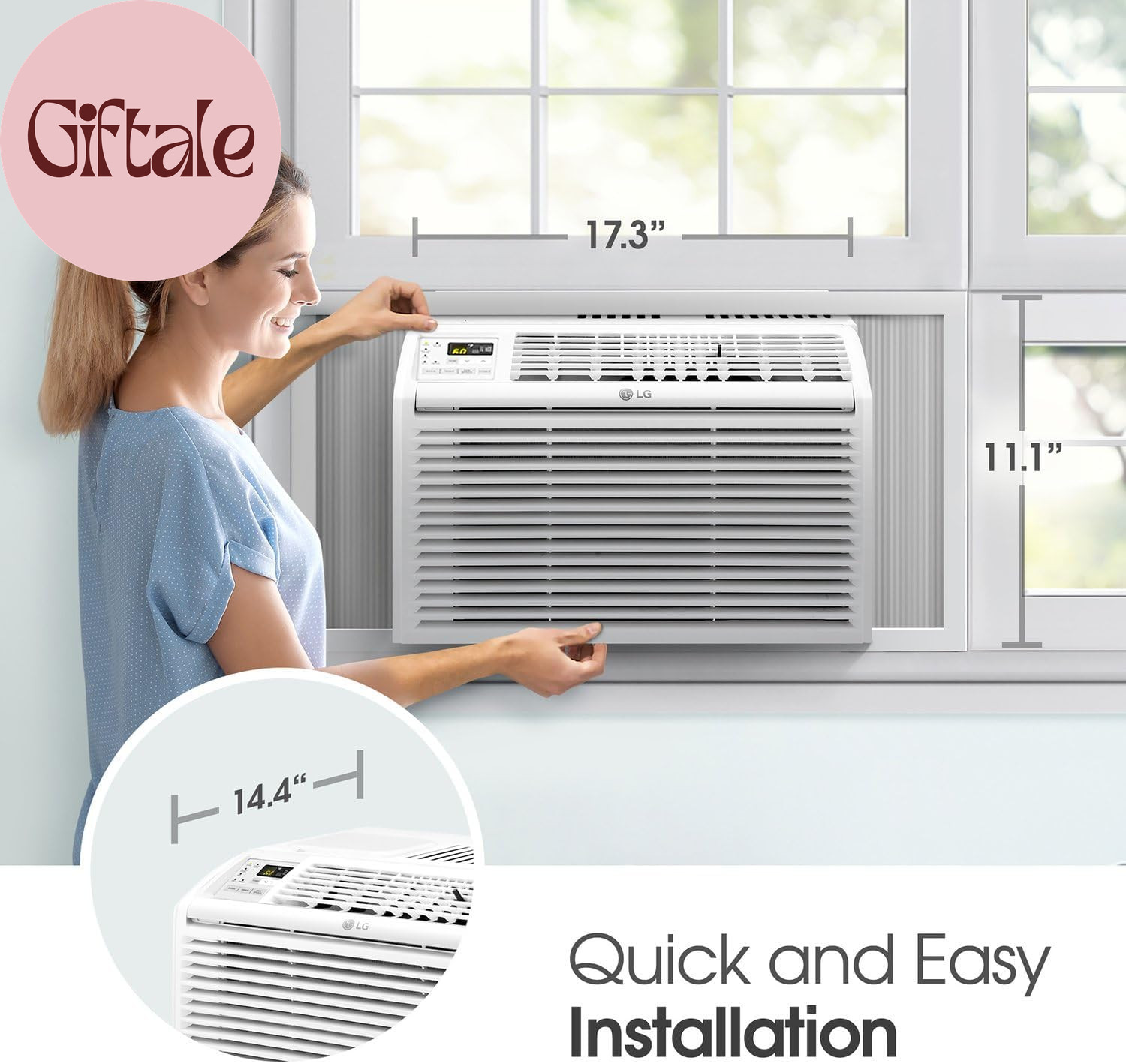 6,000 BTU Window Air Conditioner, 115V, Cools 250 Sq.Ft. for Bedroom, Den, Livin