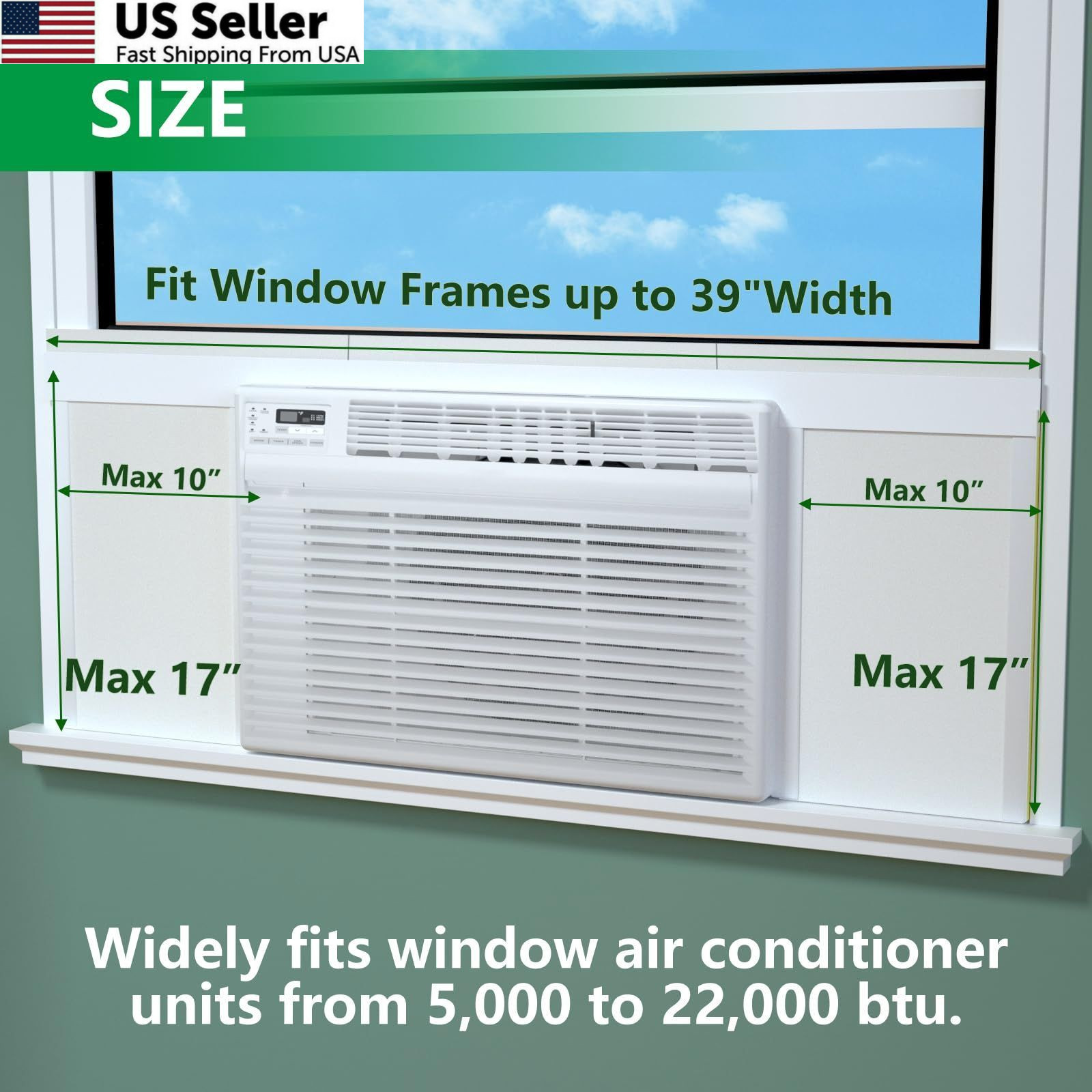 Window Air Conditioner,Side Insulated Foam 1 Count (Pack of 1), BLACK WHITE