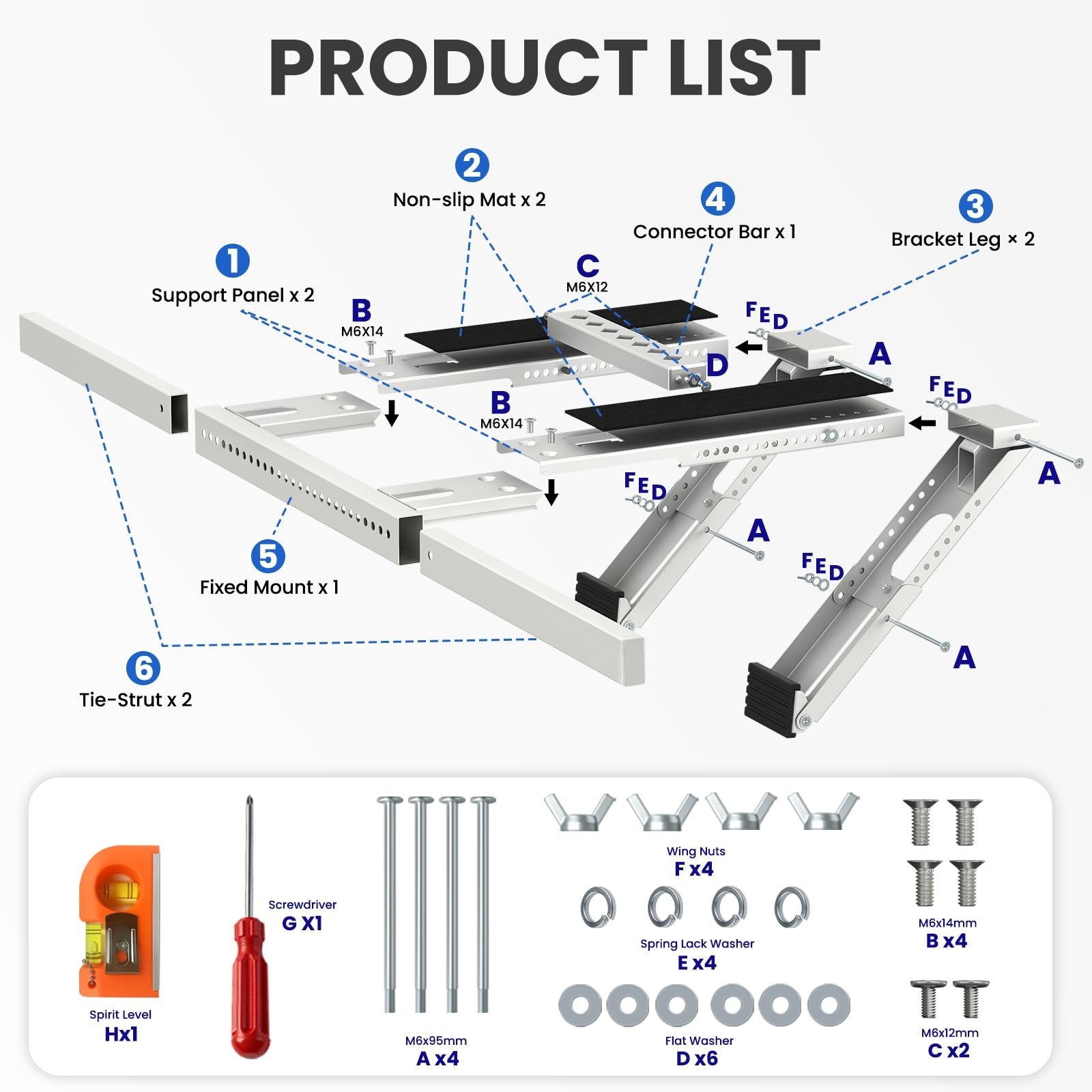 Adjustable No Drill Window AC Support Bracket, Heavy Duty, Fits 5000-24000 BTU U