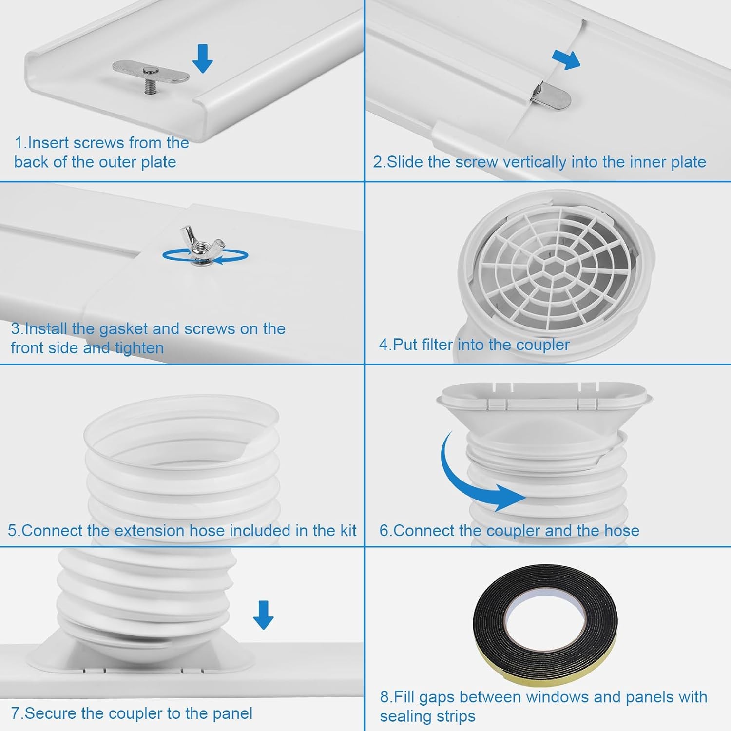 Portable Air Conditioner Window Vent Kit with 5.9″ Exhaust Hose, Vent Kit