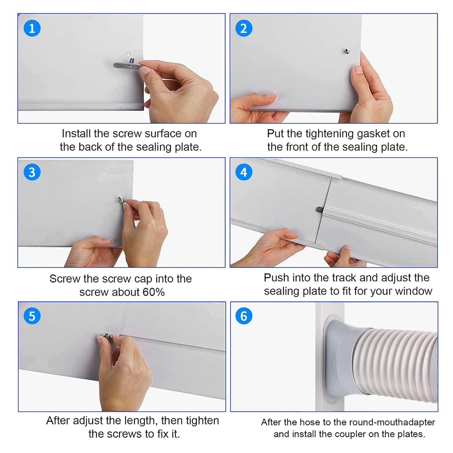 Portable Air Conditioner Window Vent Kit with 59″ Length Hose Adjustable Portabl
