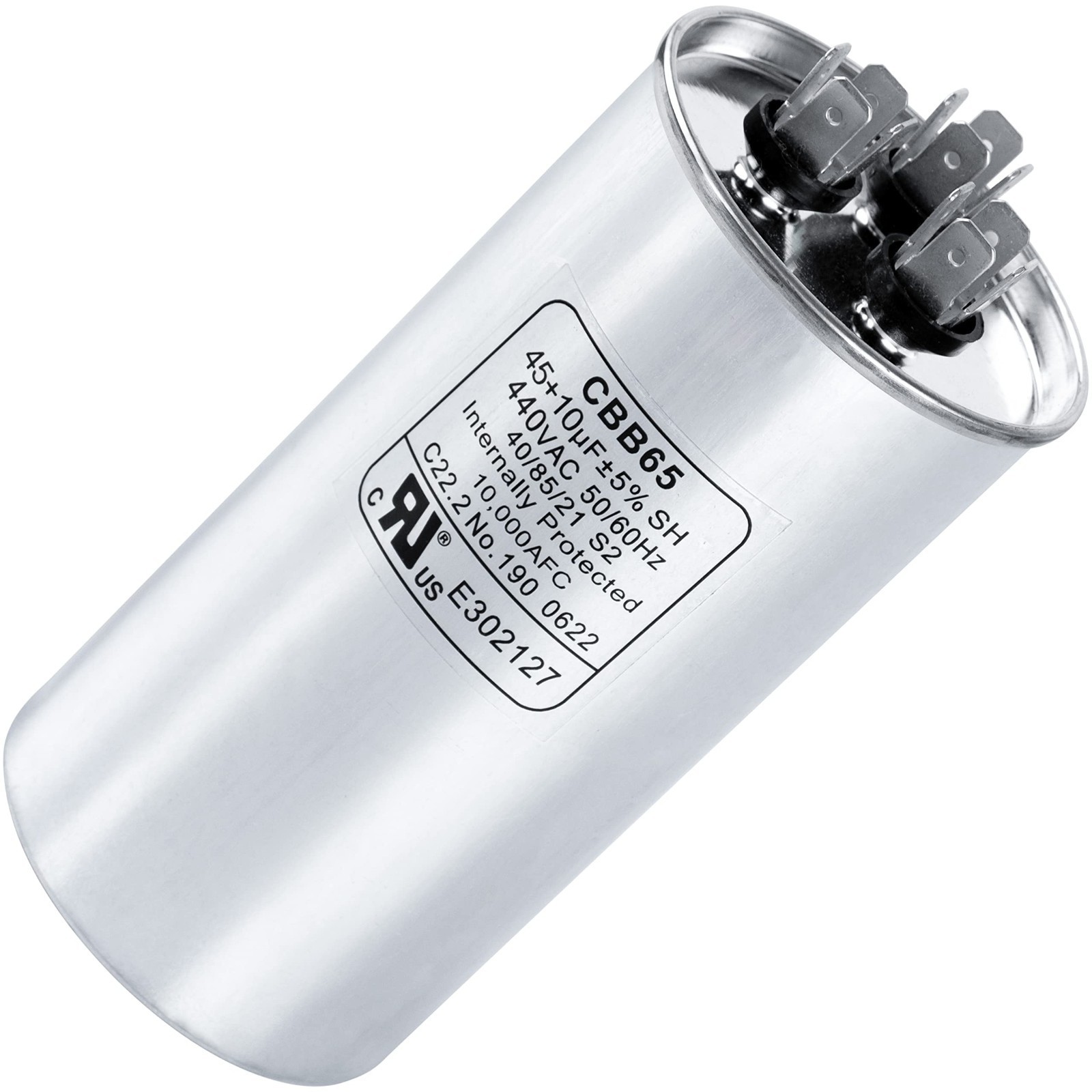 Dual Run Capacitor 45+10 uF 370V/440V for AC Motor, Heat Pump, Condenser Fan – 5