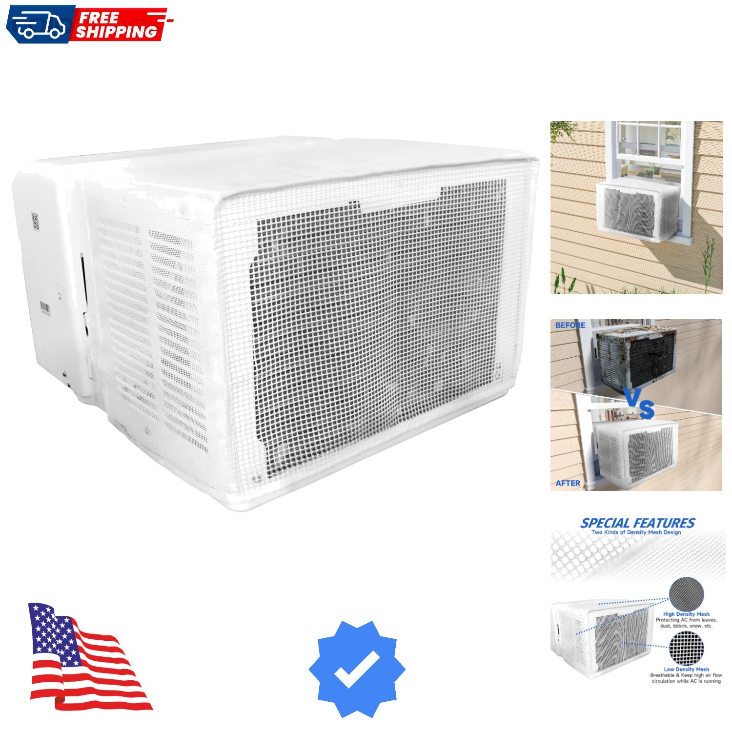 Window AC Mesh Cover 20″ W x 12.2″ D x 13.4″ H Specially for Midea U-Shaped A…