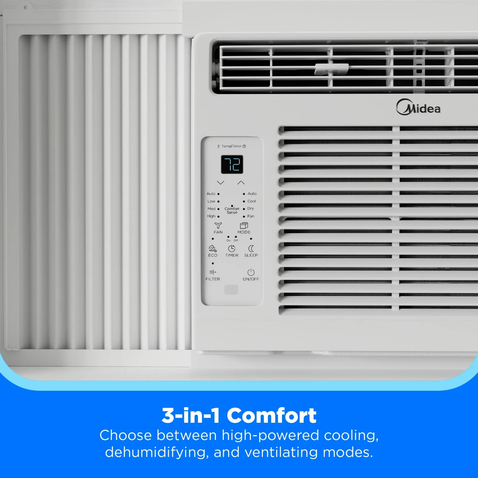 Midea 5,000 BTU Window Air Conditioner, Cools Up To 150 Sq Ft, Remote, Programma