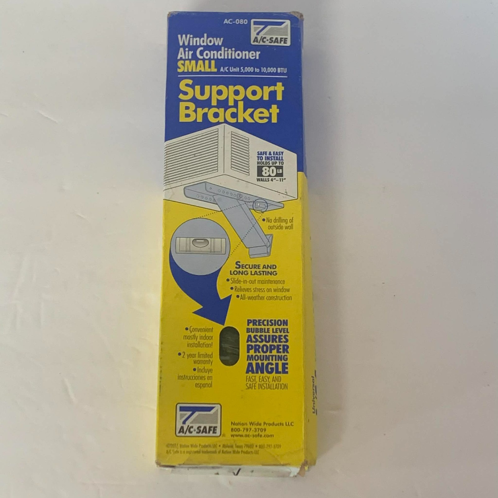 A/C-Safe Small Window Air Conditioner Support Bracket AC-080 Up To 80 pounds