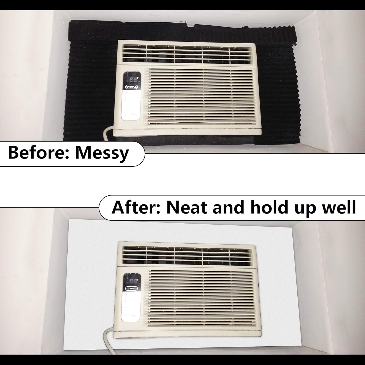 BJADE’S Window Air Conditioner Side Insulated Foam Panel, One-Piece Full Surroun