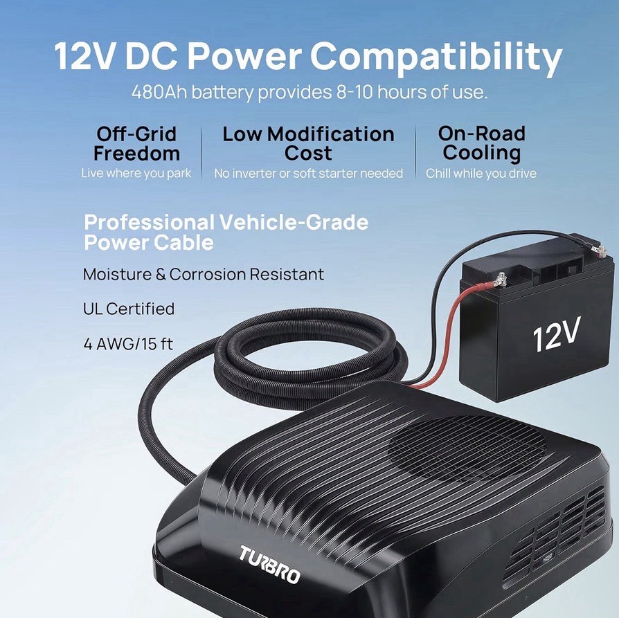 12V DC 9,000 BTU RV Air Conditioner w/ Inverter Compressor AC Outdoor Unit ONLY