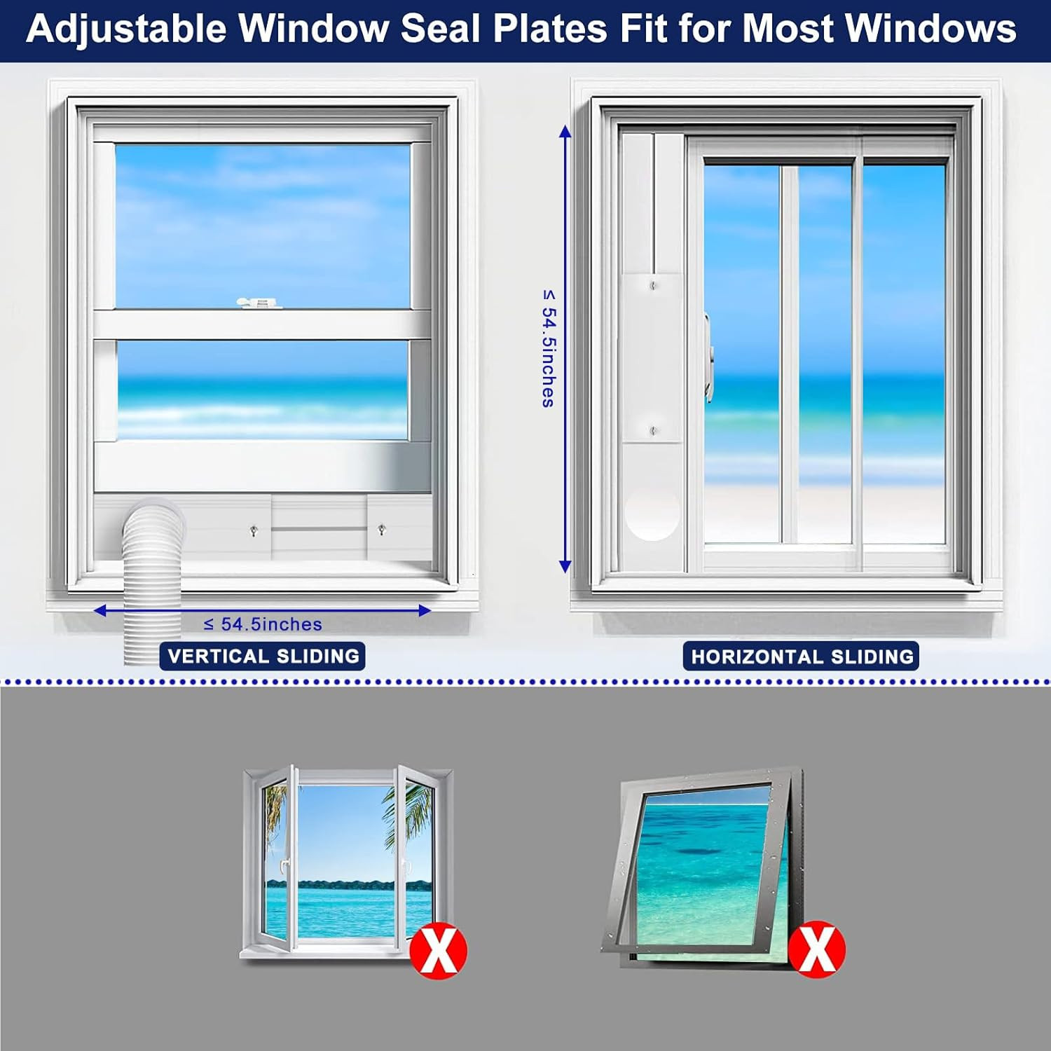 Portable Air Conditioner Window Seal Kit, AC Window Seal Suitable for 5.9” AC