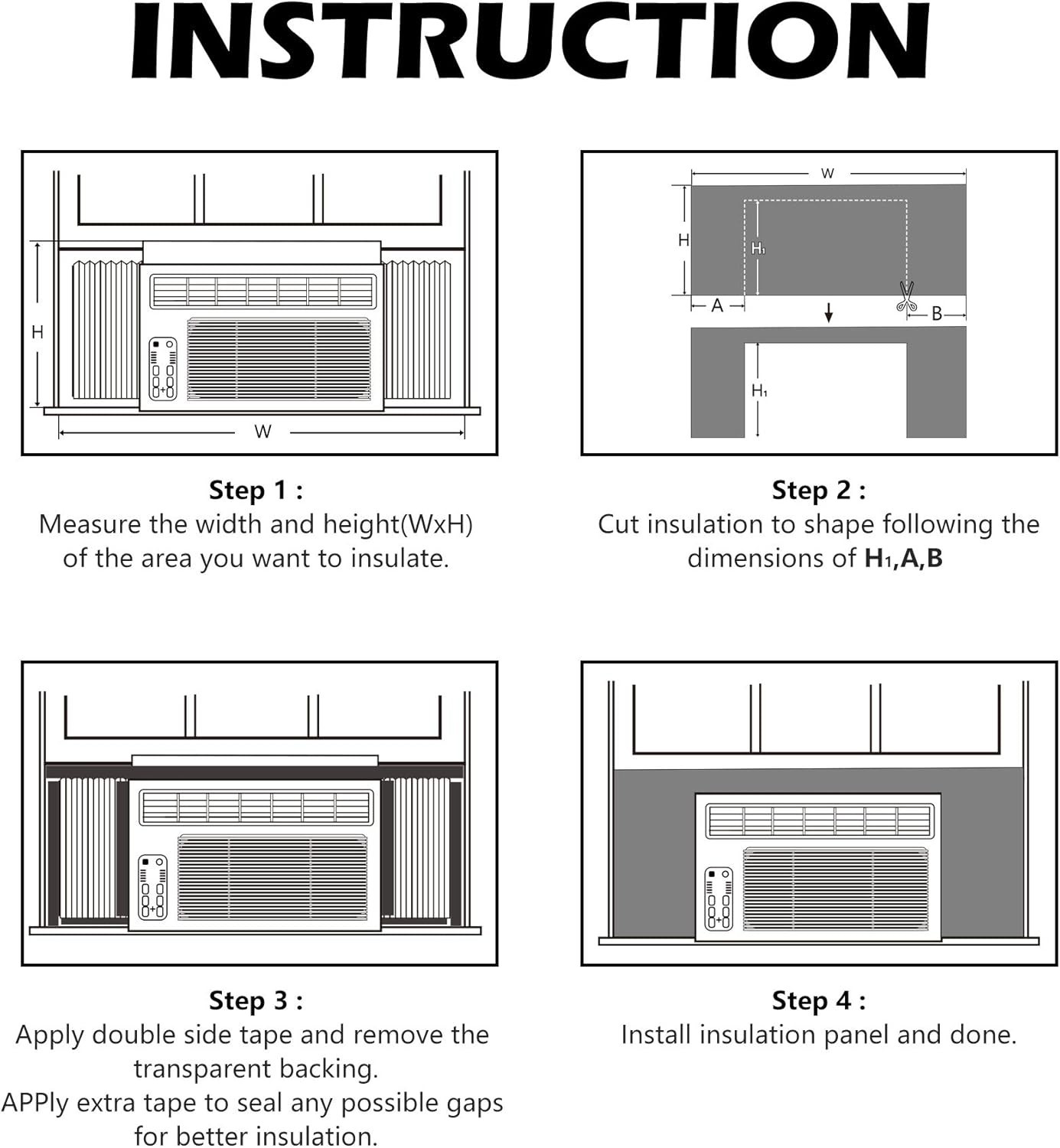 BJADE’S Window Air Conditioner Side Insulated Foam Panel, One-piece Full Surr…
