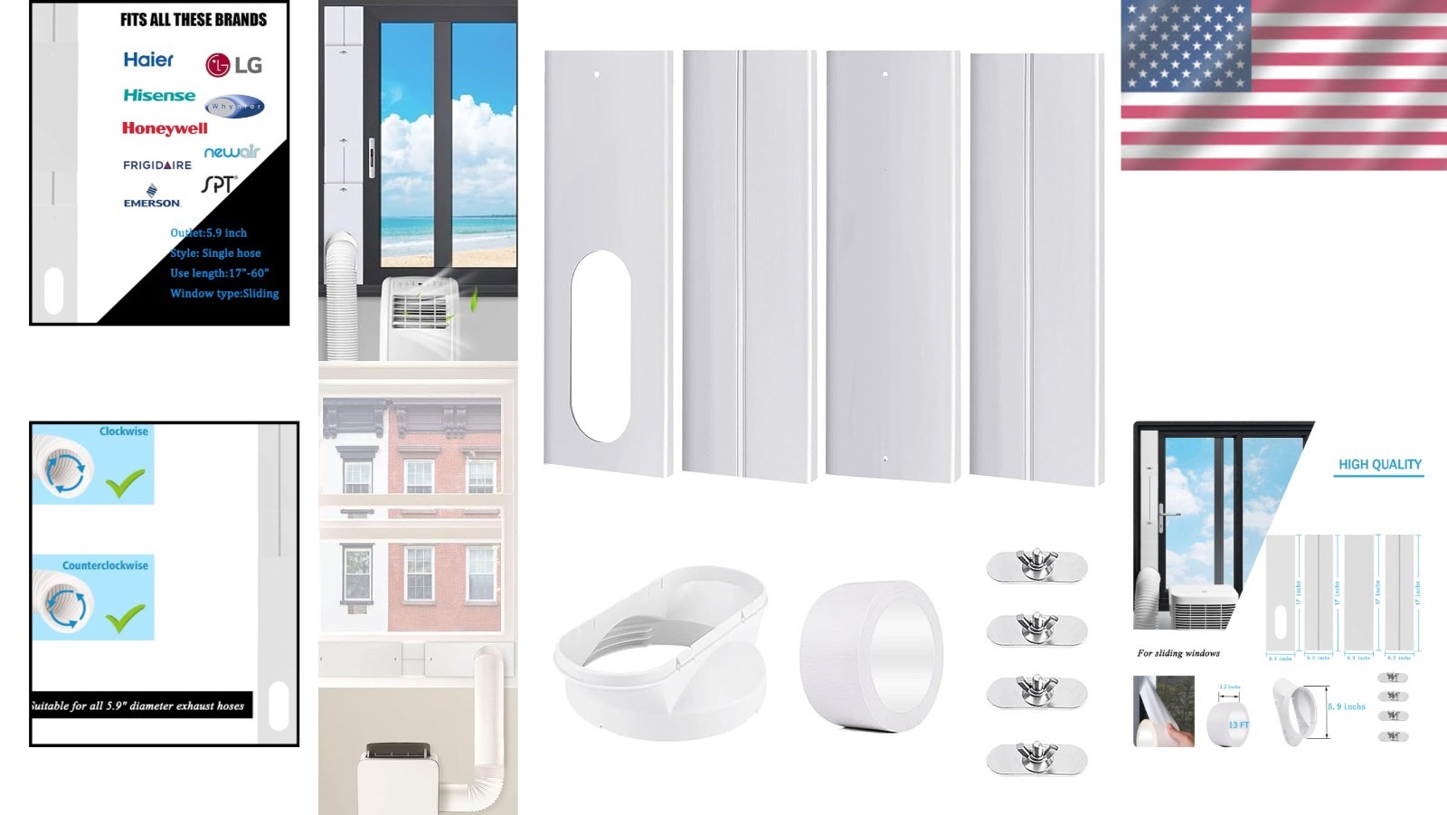 PVC Exhaust Hose Window Seal for Portable Air Conditioners – Space-Saving Design