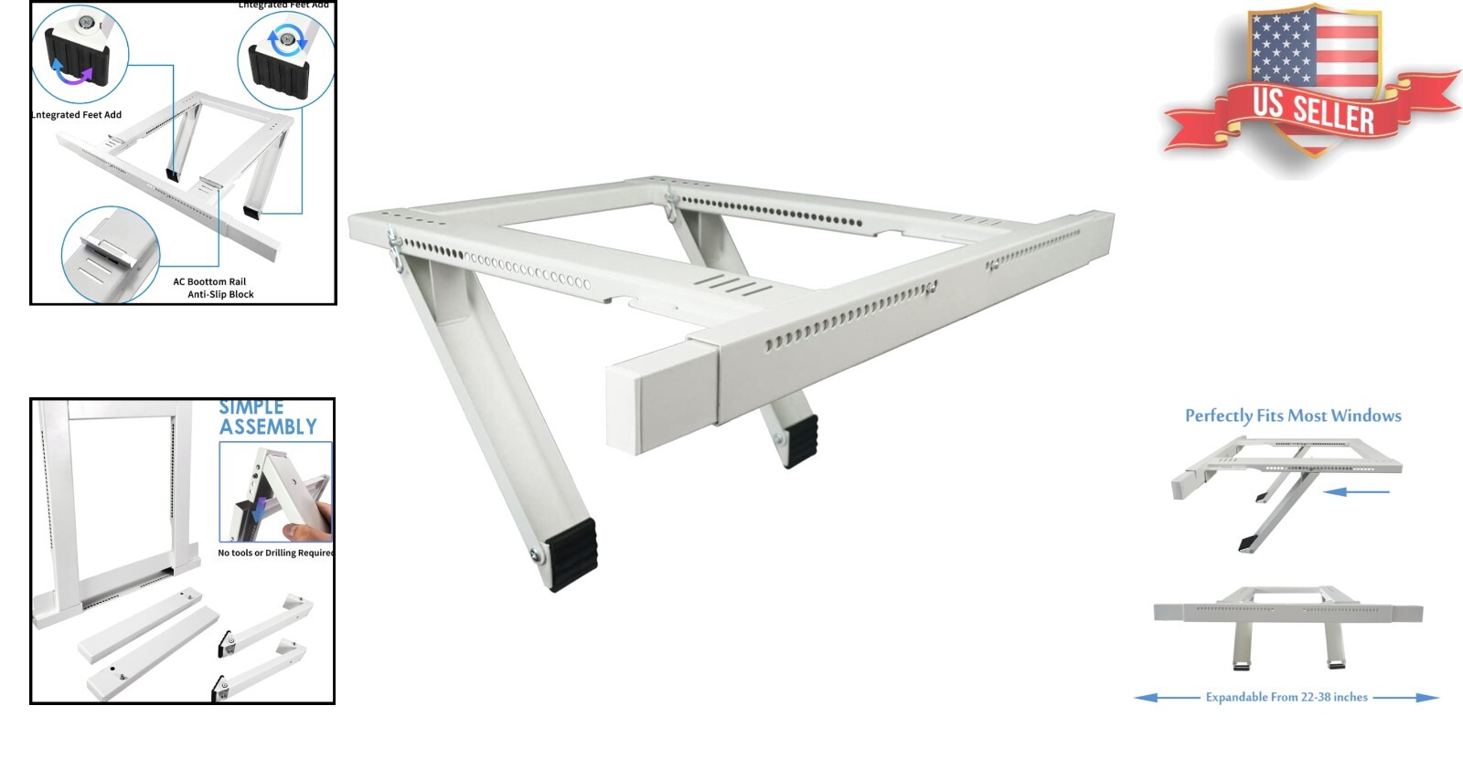 Sturdy Steel Window AC Support – Easy Indoor Installation, No Tools Required