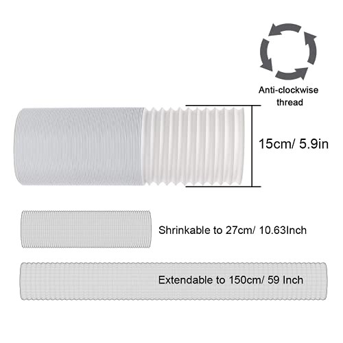 Portable Air Conditioner Window 5.9″ Diameter Kit & Exhaust Hose 59″ Length