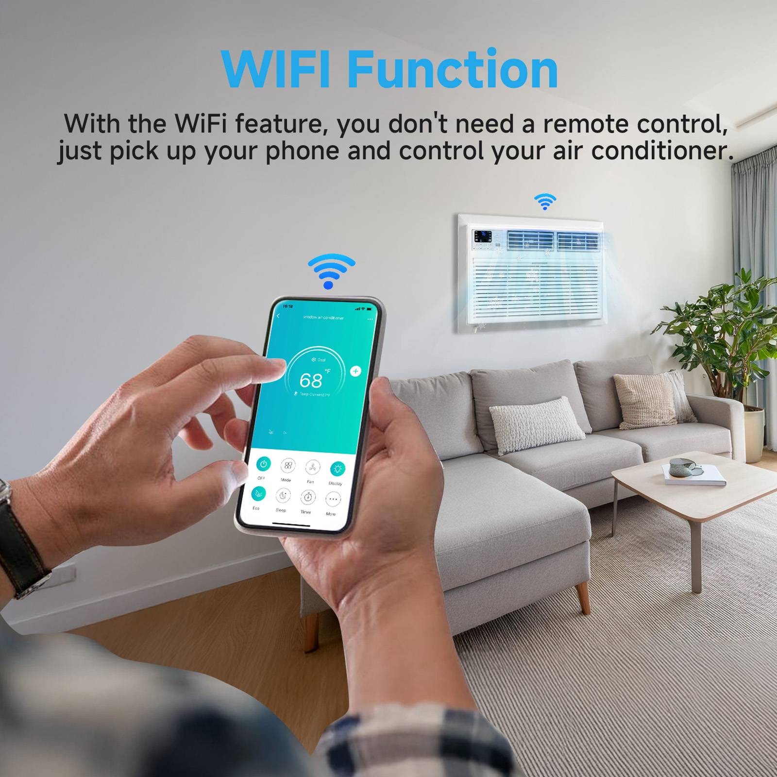 8000 BTU Through the Wall Air Conditioner with Remote & App Control, 24H Timer